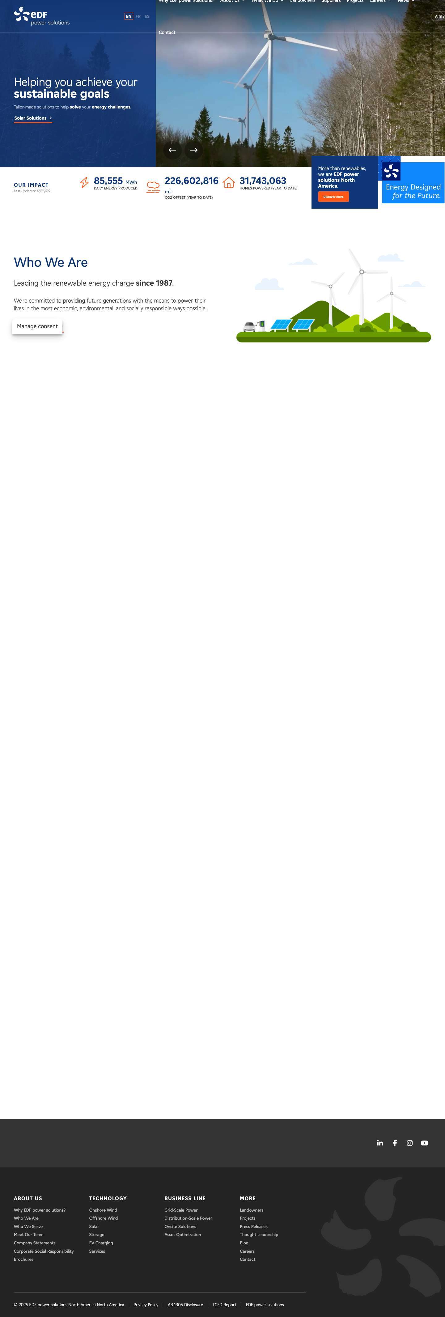 EDF power solutions NA | Sustainable Energy in North America - Full Screenshot