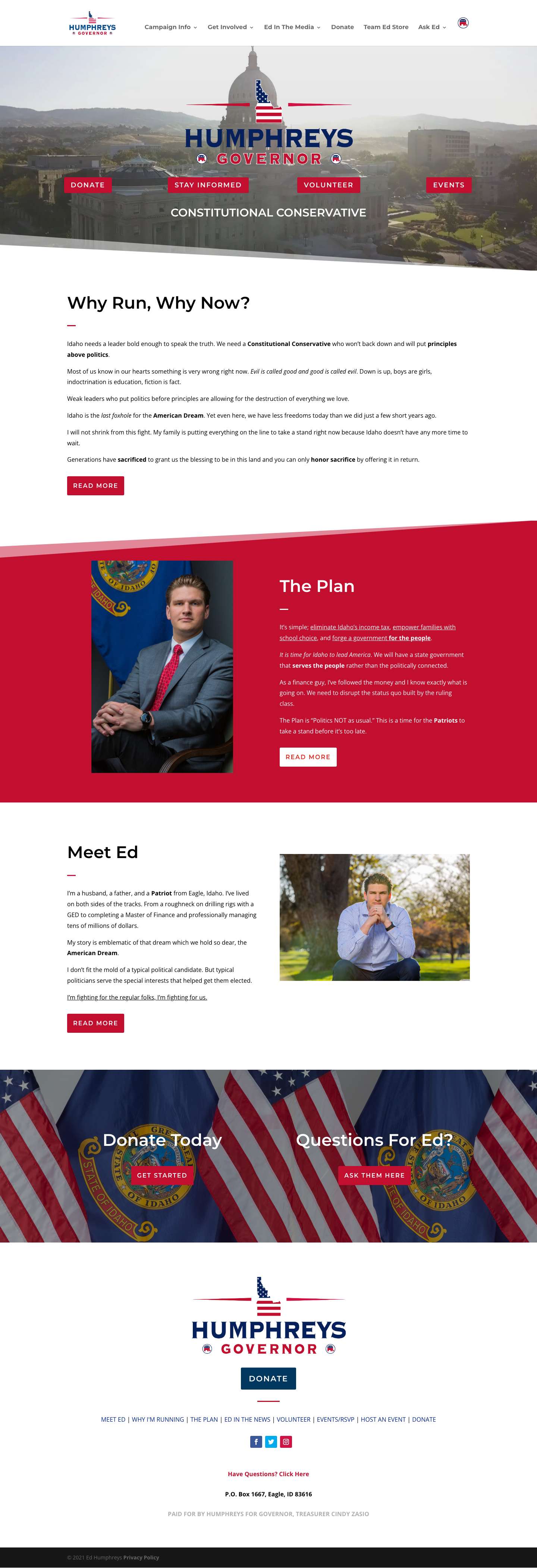 Home - Ed Humphreys For Governor | Idaho Governor Race - Full Screenshot