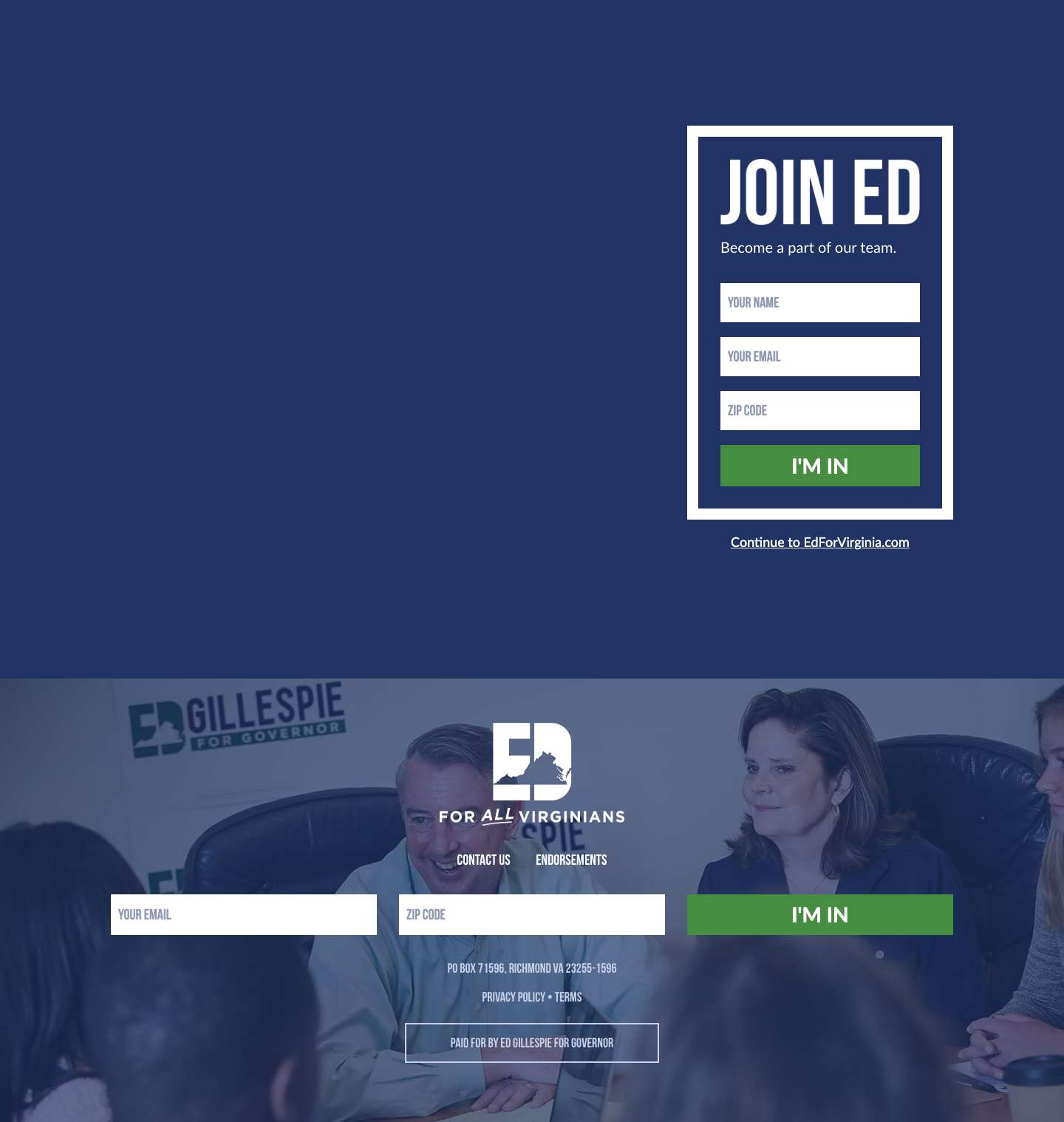 Ed Gillespie for Virginia Governor 2017 - Full Screenshot