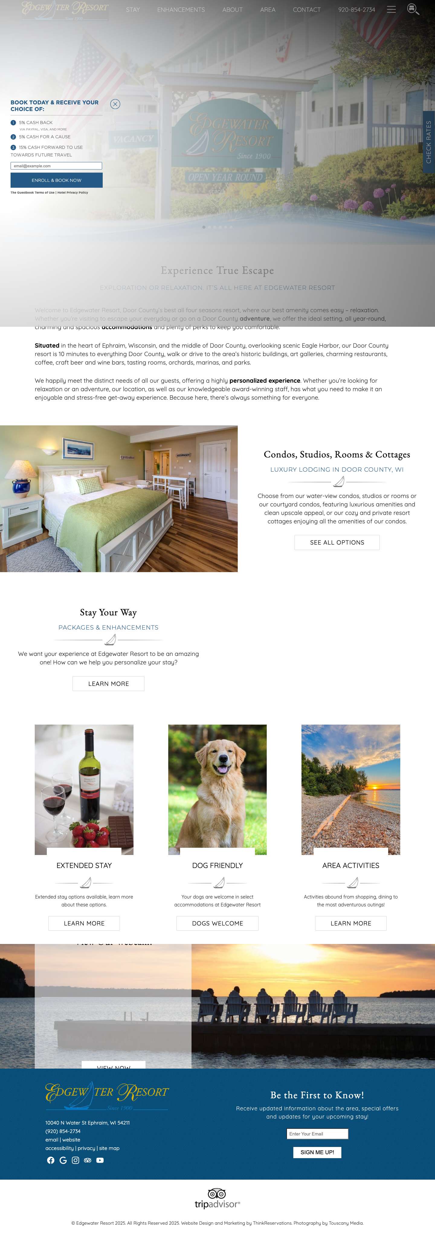 Edgewater Resort: Door County Lodging in Ephraim WisconsinEdgewater ResortFacebookGoogleInstagramTripadvisorYouTube - Full Screenshot