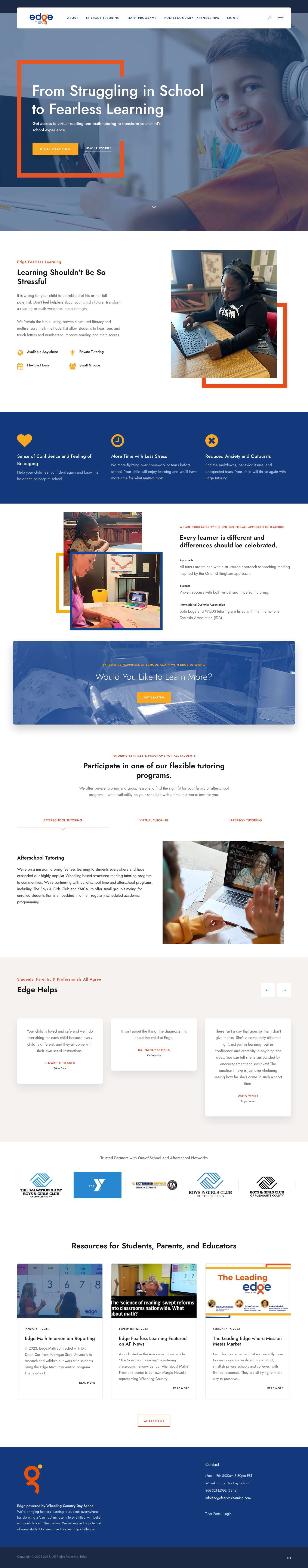Edge Fearless Learning - Learning Difference Tutoring - Full Screenshot