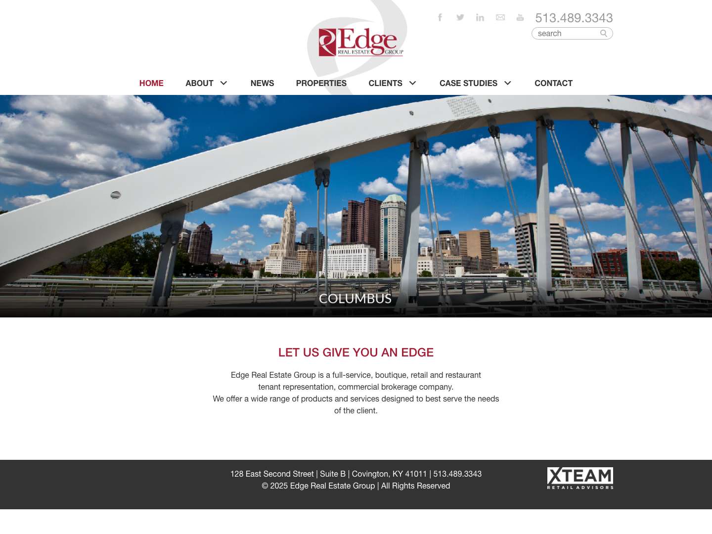 Homepage Retail Real Estate Cincinnati, Dayton, Columbus, OH- Edge Real Estate Group - Full Screenshot