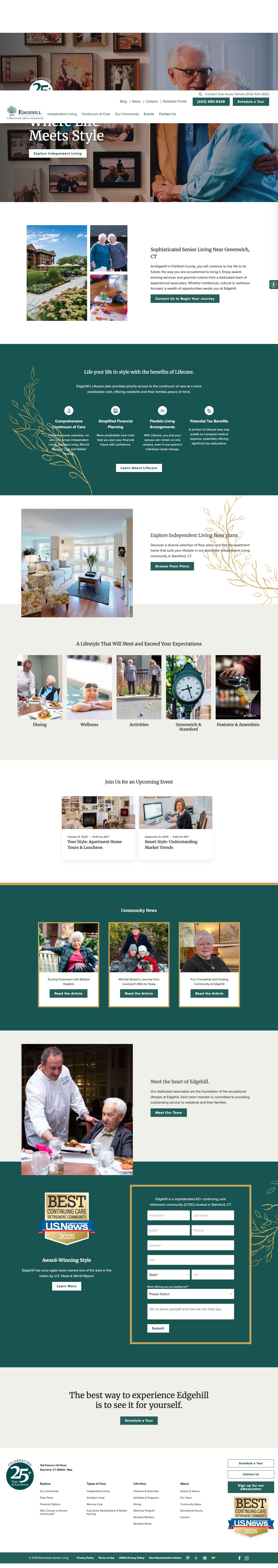 Edgehill Community | Luxury Senior Living Community in Stamford, CT - Full Screenshot