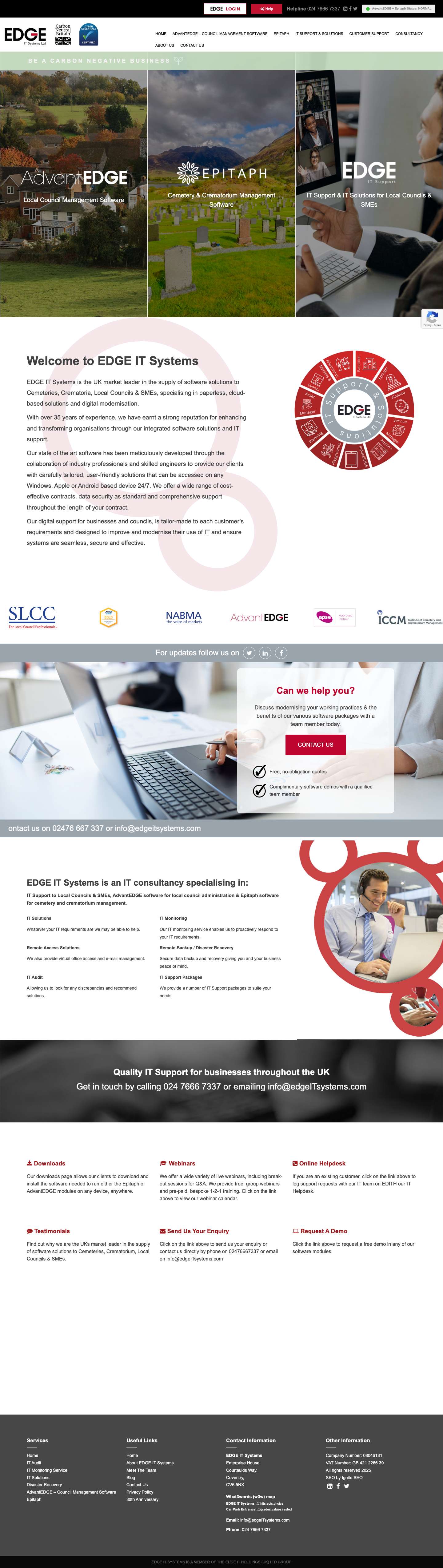 EDGE IT Systems Limited - IT Support, IT Solutions - Full Screenshot