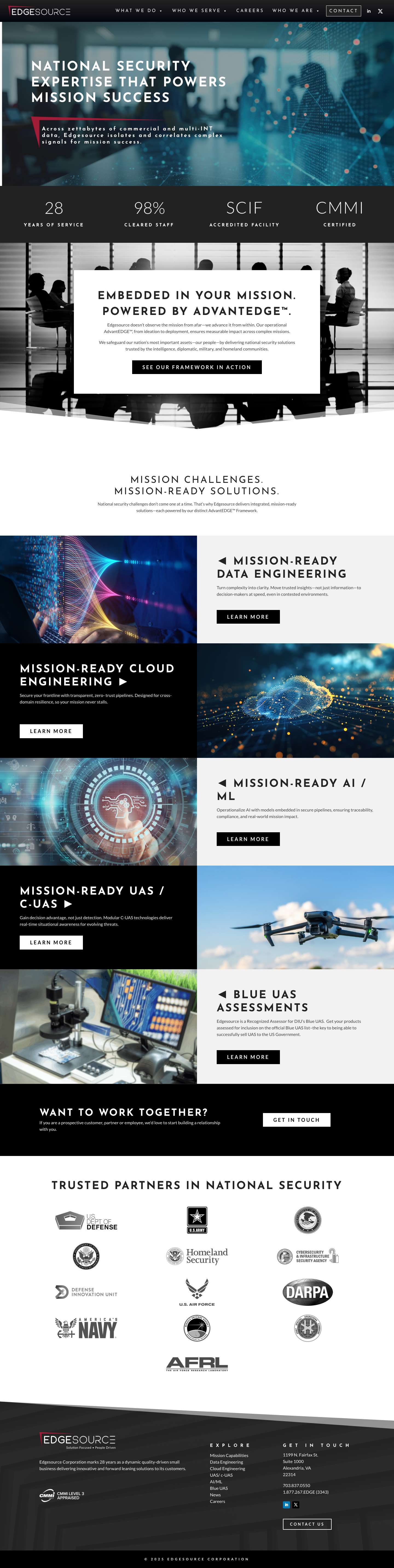 Edgesource | Mission-Ready National Security Solutions - Full Screenshot