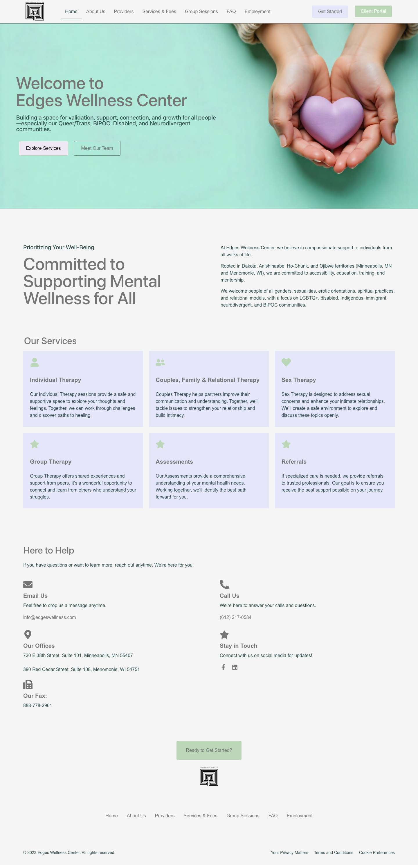 Edges Wellness Center – Supporting mental health and wellness for all - Full Screenshot