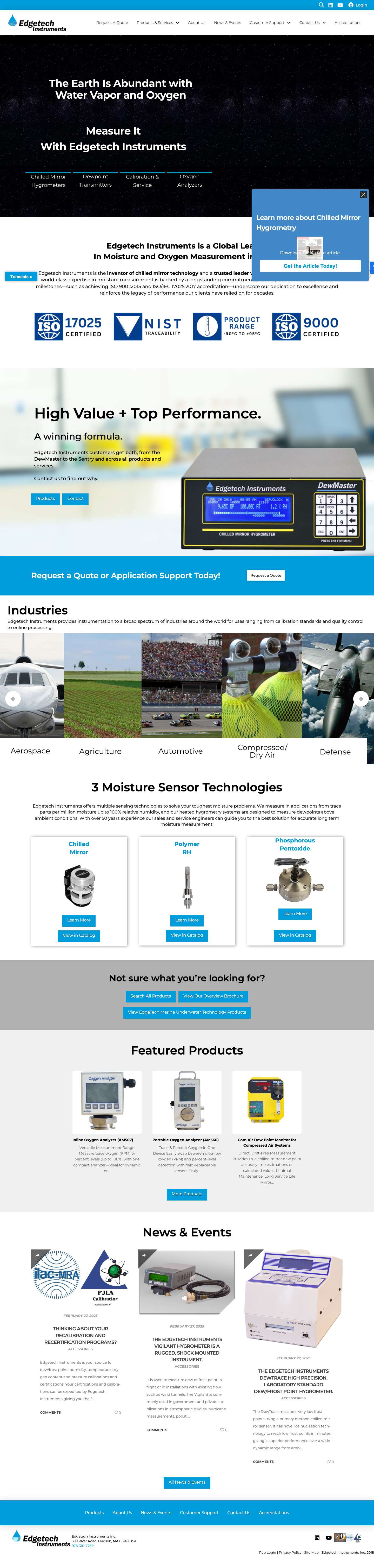 Edgetech Instruments | Moisture and Oxygen Measurement - Full Screenshot