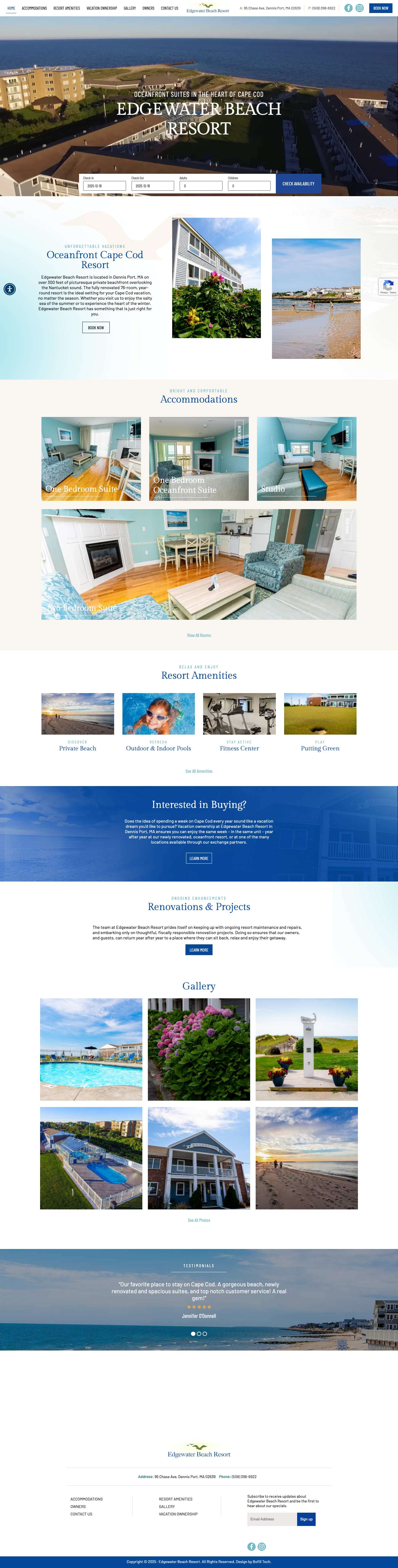 Edgewater Beach Resort | Oceanfront Family Resort | Cape Cod MA Hotel - Full Screenshot