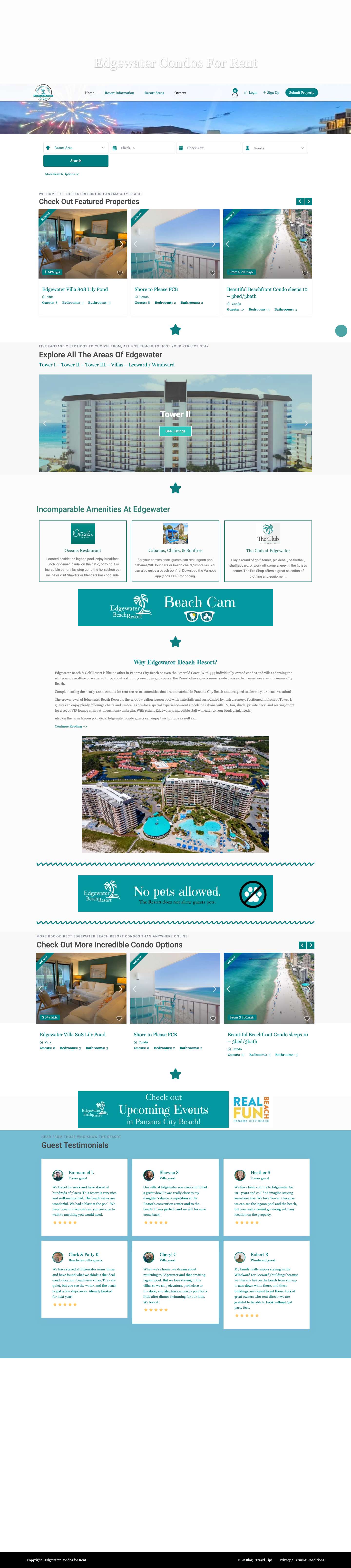 Condo Rentals in Panama City Beach, FL | No 3rd Party Fees - Full Screenshot