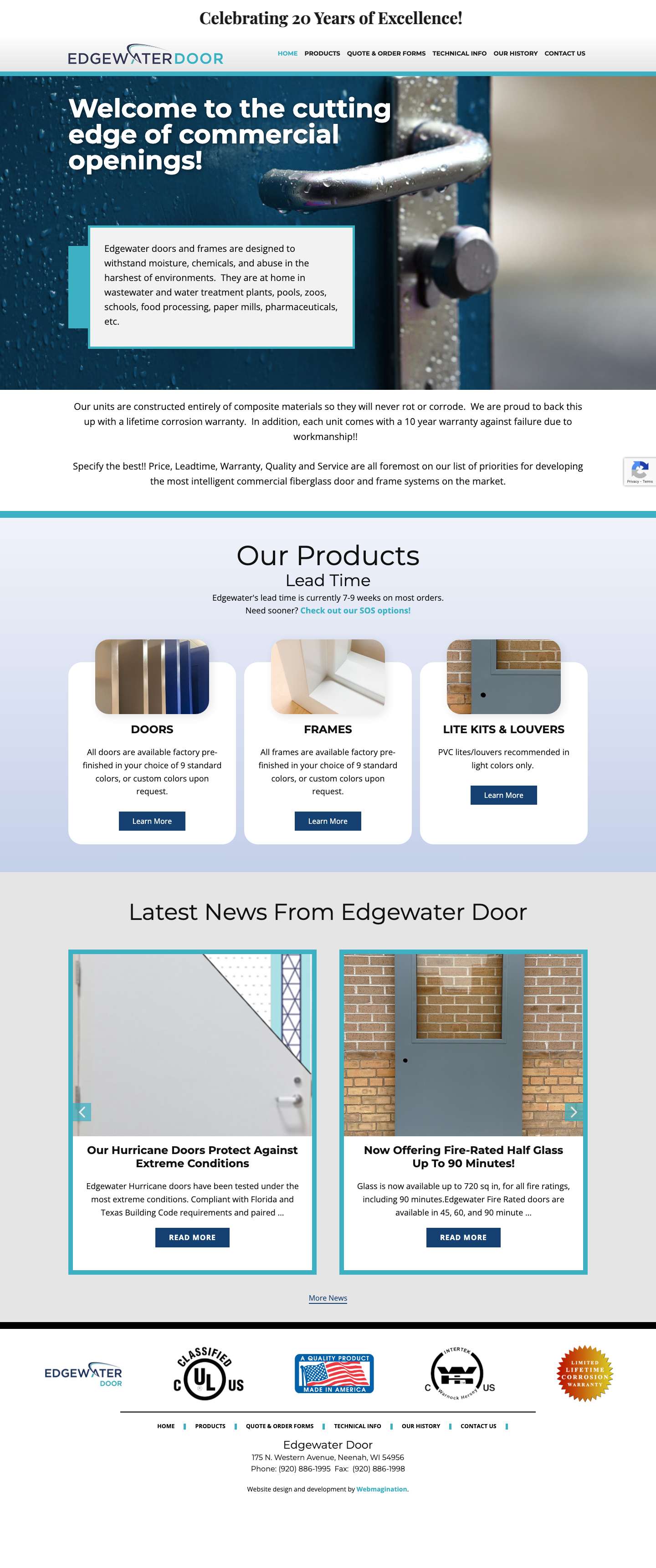 Edgewater Door Commercial Fiberglass Doors and Frames - Full Screenshot