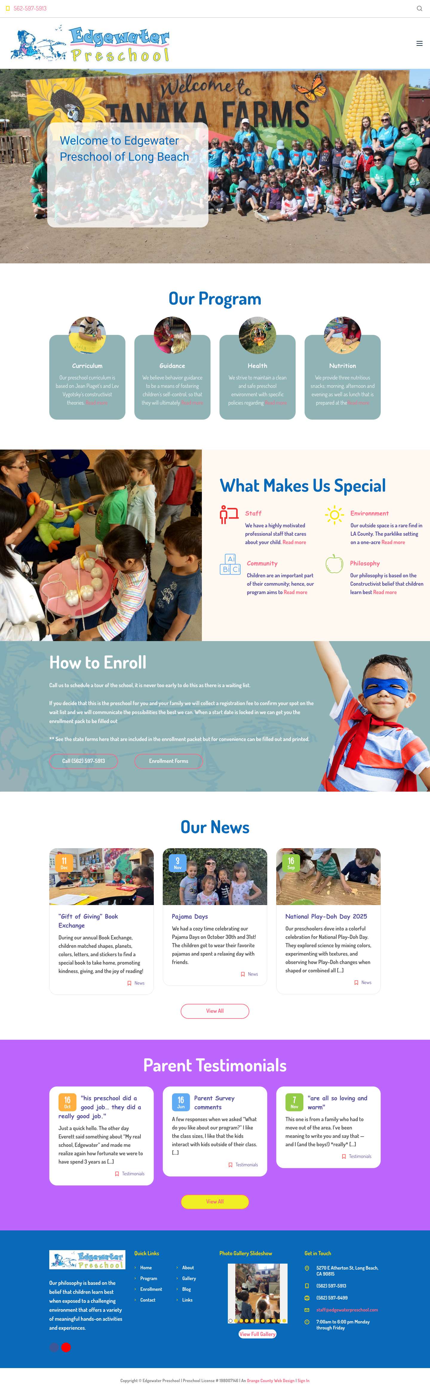 Edgewater Preschool | Preschool of Long Beach - Full Screenshot