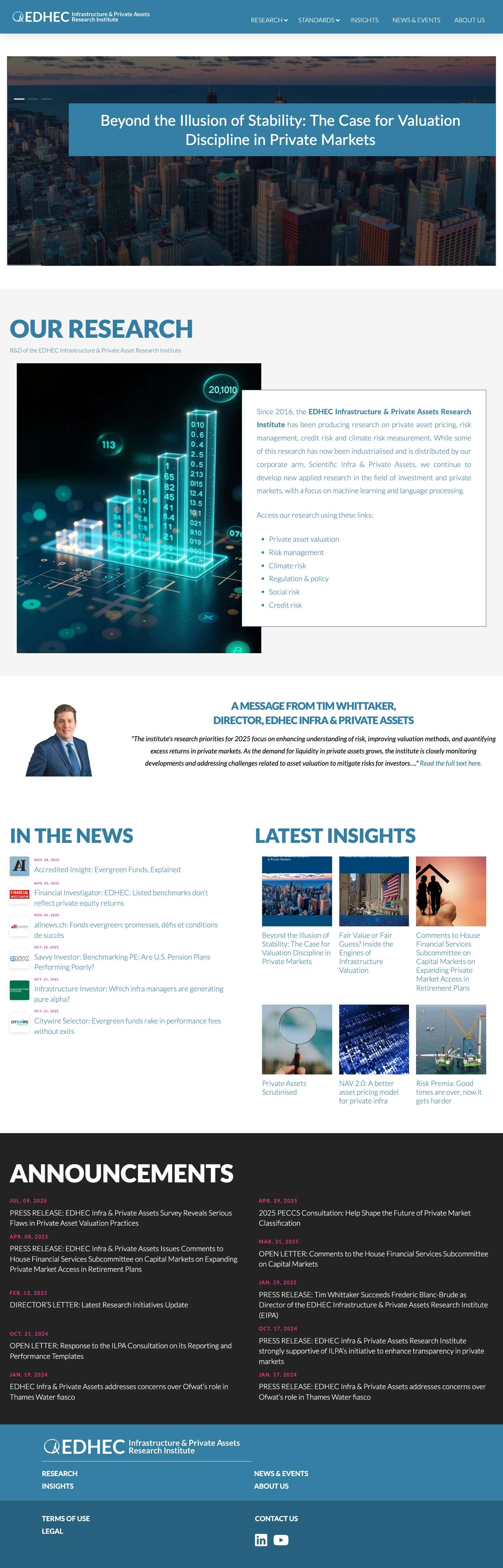 EDHEC Infra & Private Assets | Research Institute - Full Screenshot