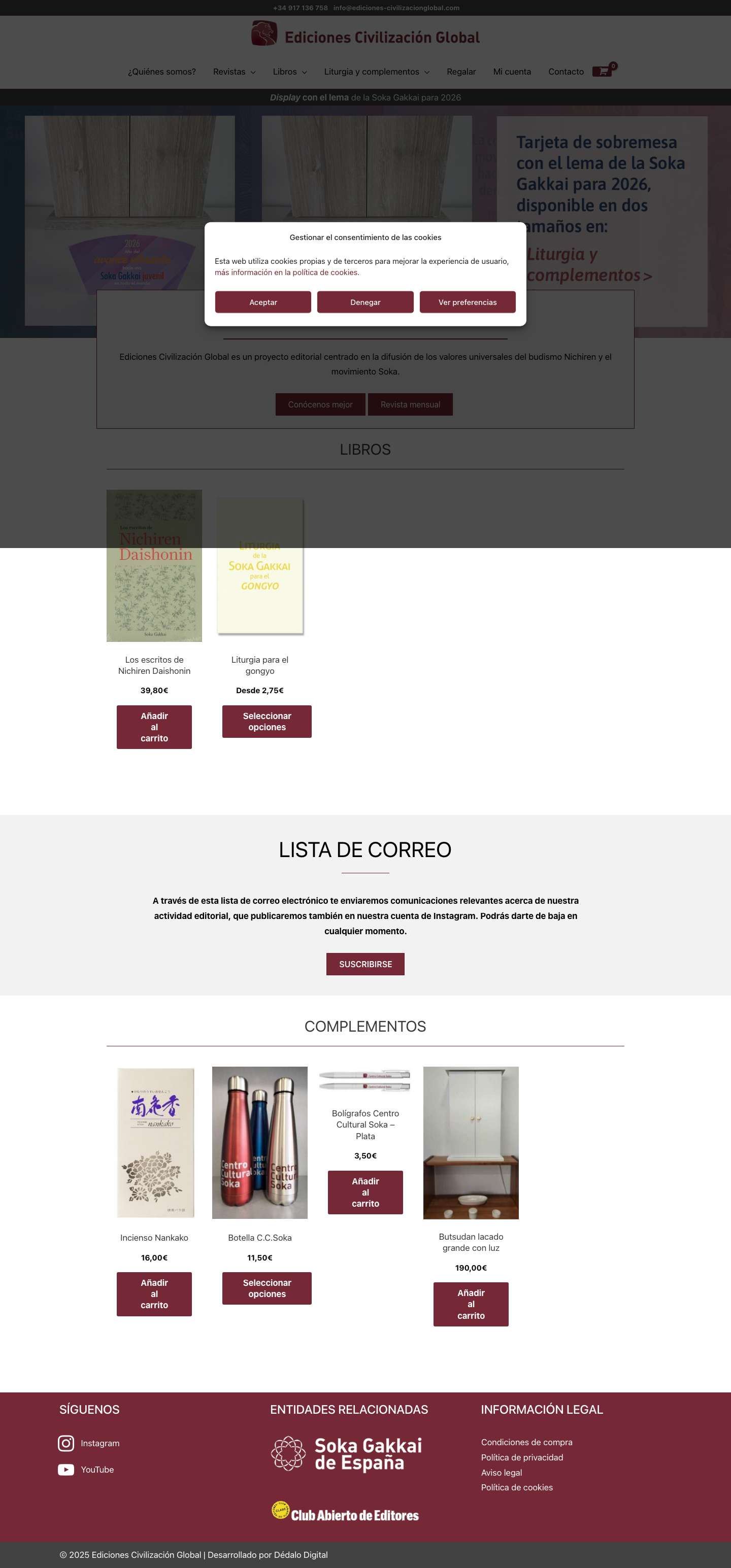 Proyecto editorial budista - Ediciones Civilización Global - Full Screenshot