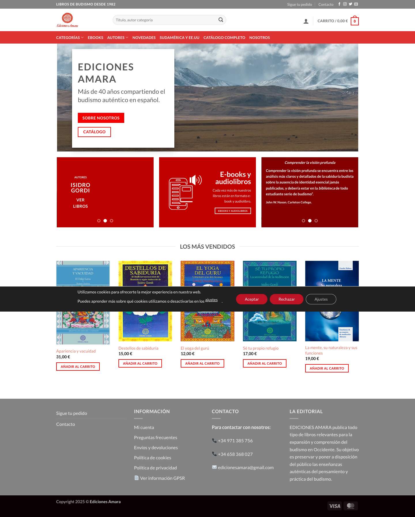 Libros de Budismo - Ediciones Amara - Full Screenshot