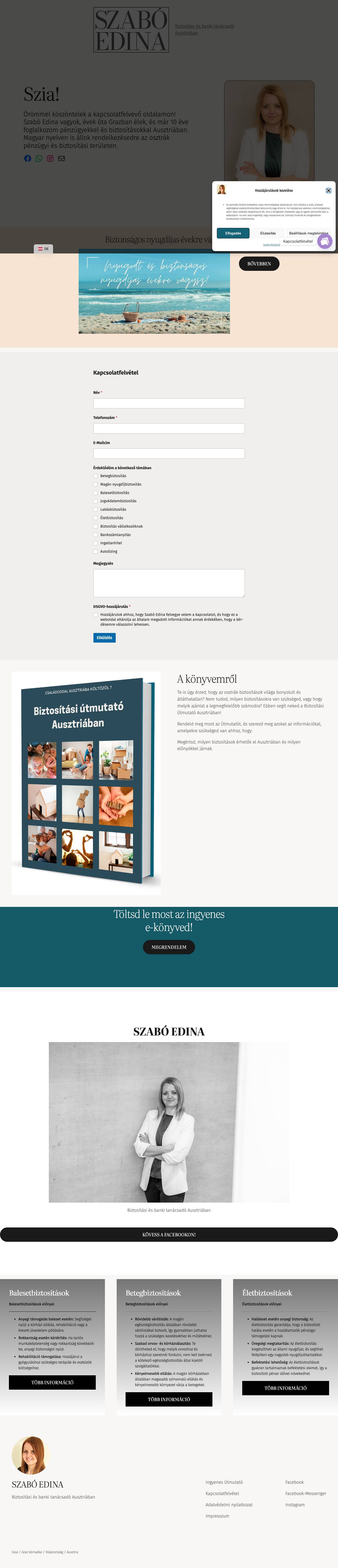 Szabó Edina - Biztosítási és banki tanácsadó Ausztriában - Full Screenshot