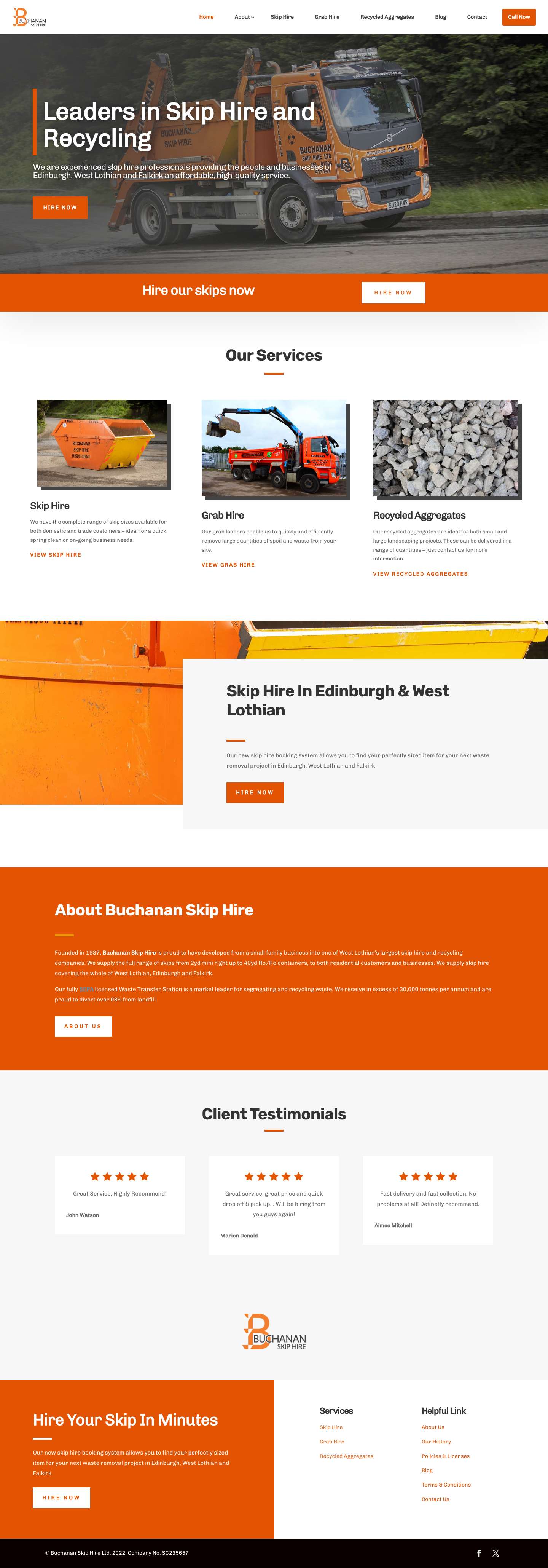 Skip Hire Edinburgh, West Lothian - Buchanan Skip Hire - Full Screenshot