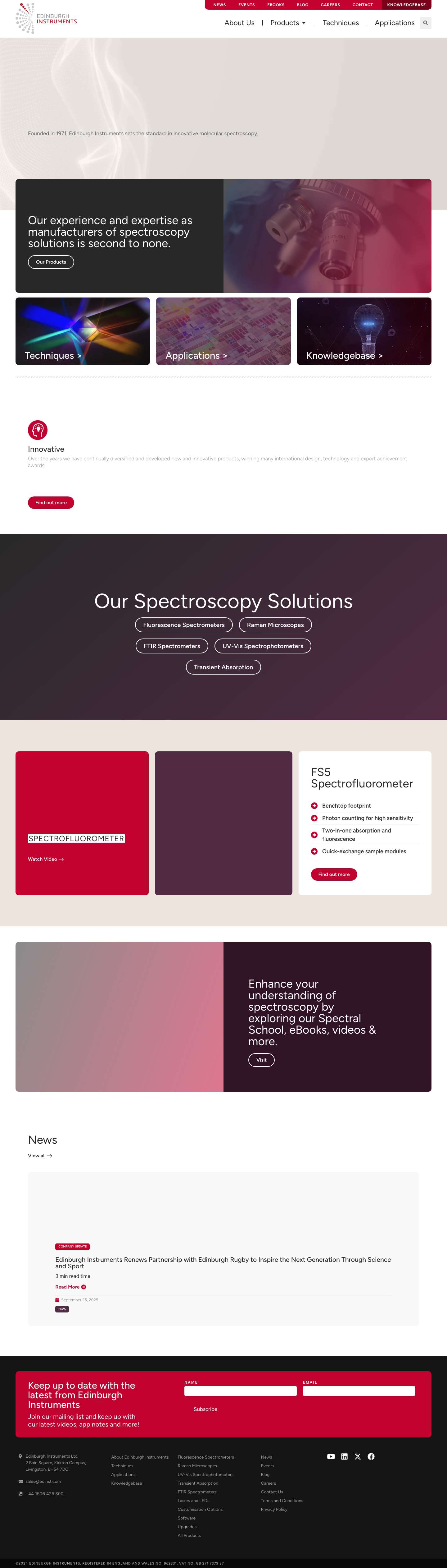 Edinburgh Instruments | Molecular Spectroscopy Solutions - Full Screenshot