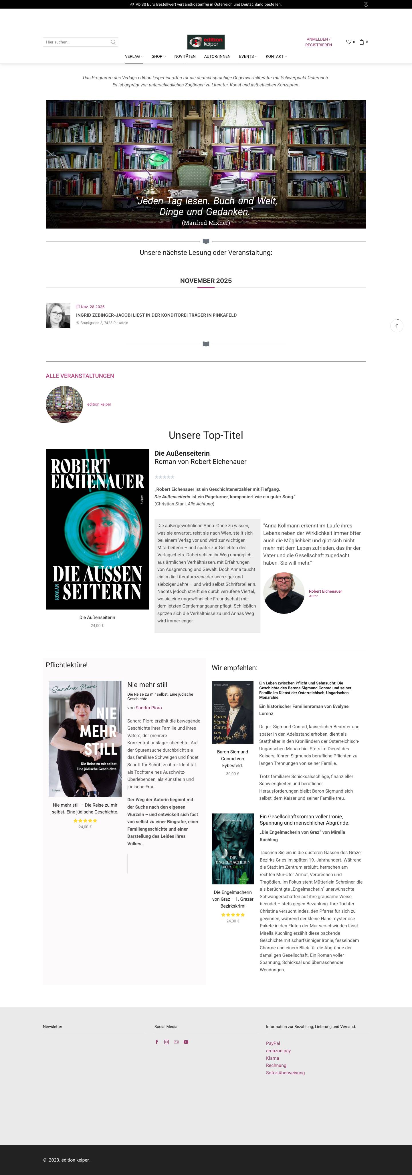 Home - Verlag Edition Keiper Graz – Romane - Lyrik - Kinderbücher - Full Screenshot