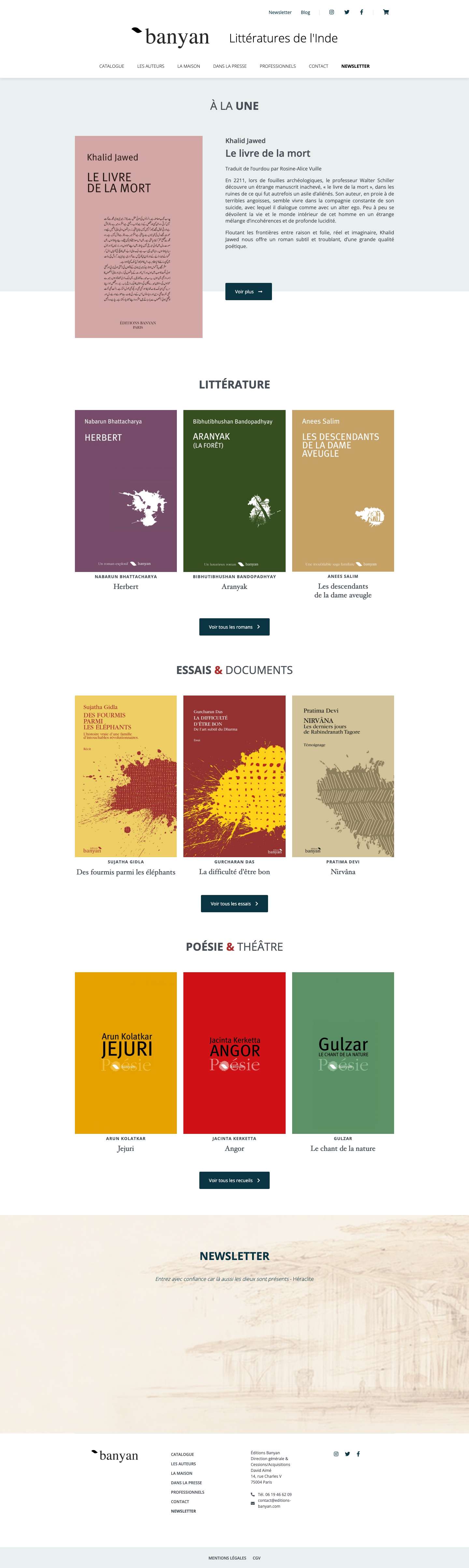 Accueil - Editions Banyan - Littératures de l'IndeAccueil - Editions Banyan - Littératures de l'Inde - Full Screenshot