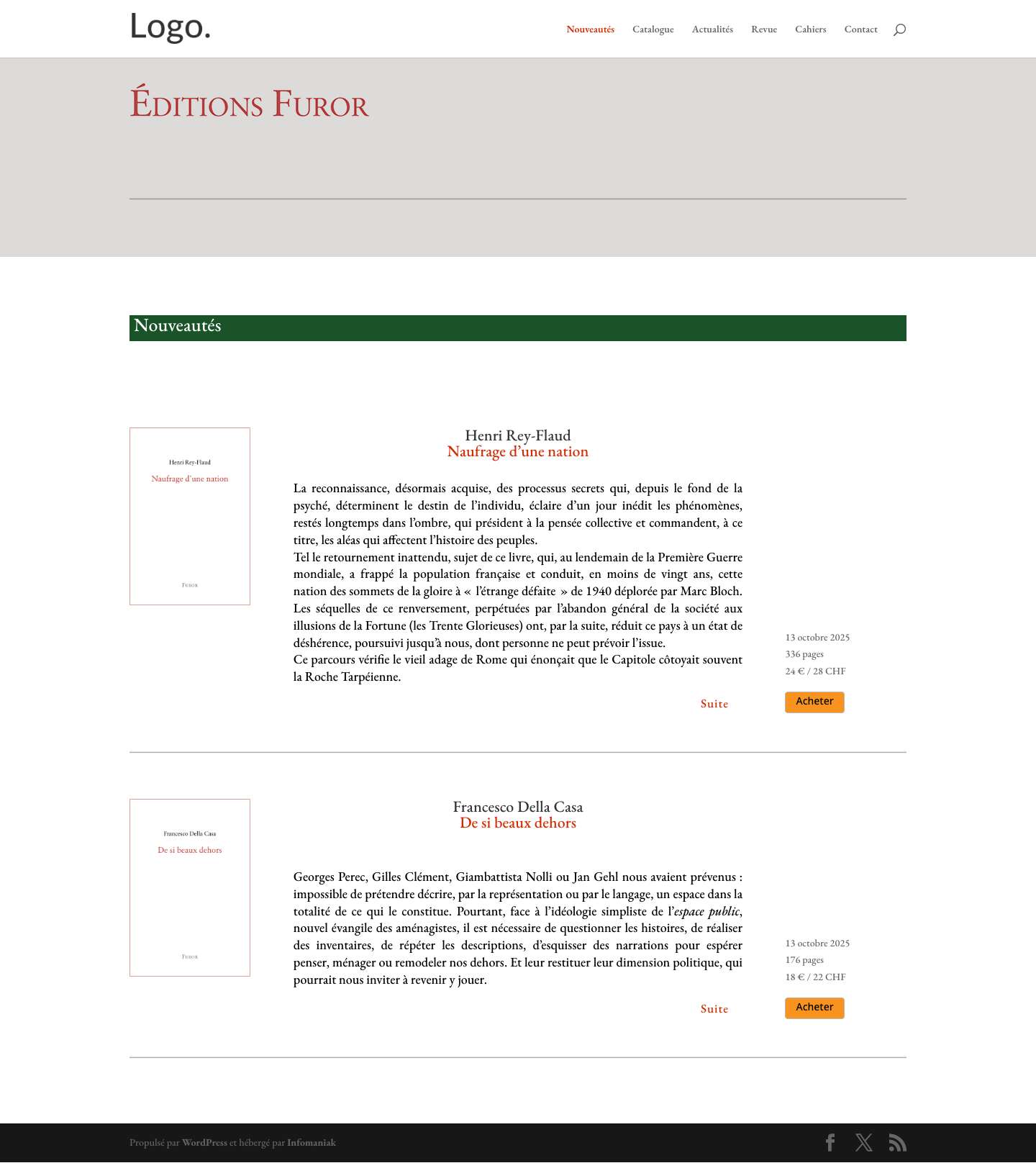 Editions Furor | Edition d'essais littéraires, critiques, théoriques, esthétiques, philosophiques, poétiques; colloque Maurice Blanchot - Full Screenshot