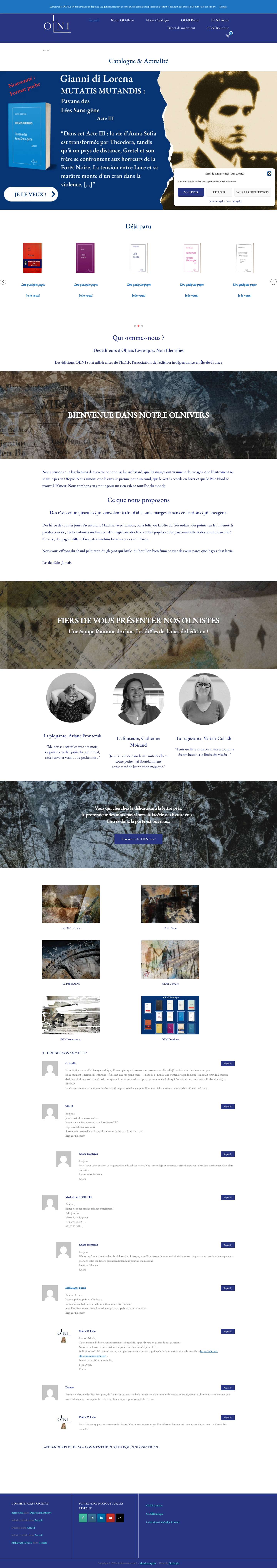 Accueil - Éditions OLNI - Full Screenshot