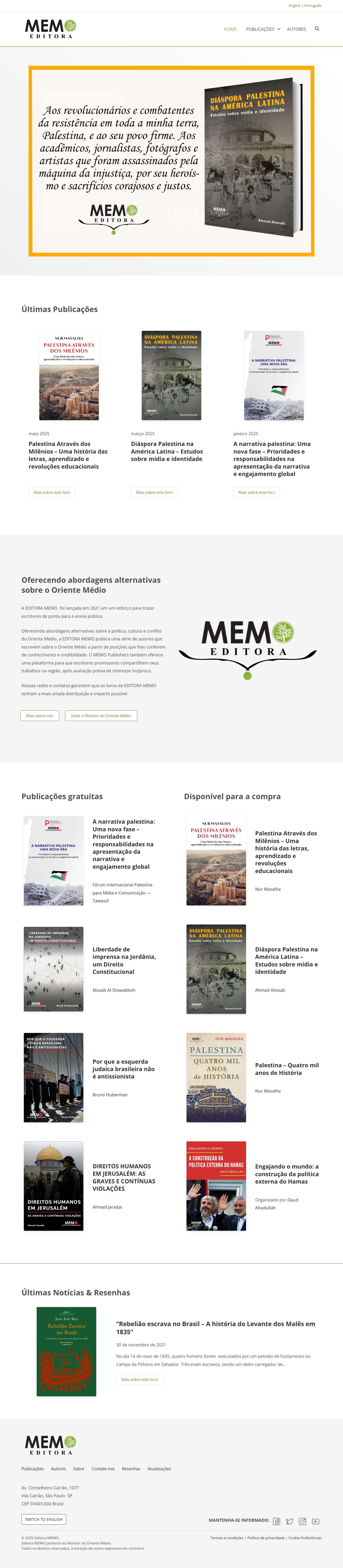 Editora MEMO – Oferecendo abordagens alternativas sobre a política, cultura e conflito do Oriente Médio, a EDITORA MEMO publica uma série de autores que escrevem sobre o Oriente Médio a partir de posições que lhes conferem de conhecimento e credibilidade.searchadd-to-cartfacebookhomeinstagramcredit-cardtwitterdeliverywhatsappyoutuberssright-chevronamazon-logoamazon-kindle-logodownloadclose - Full Screenshot