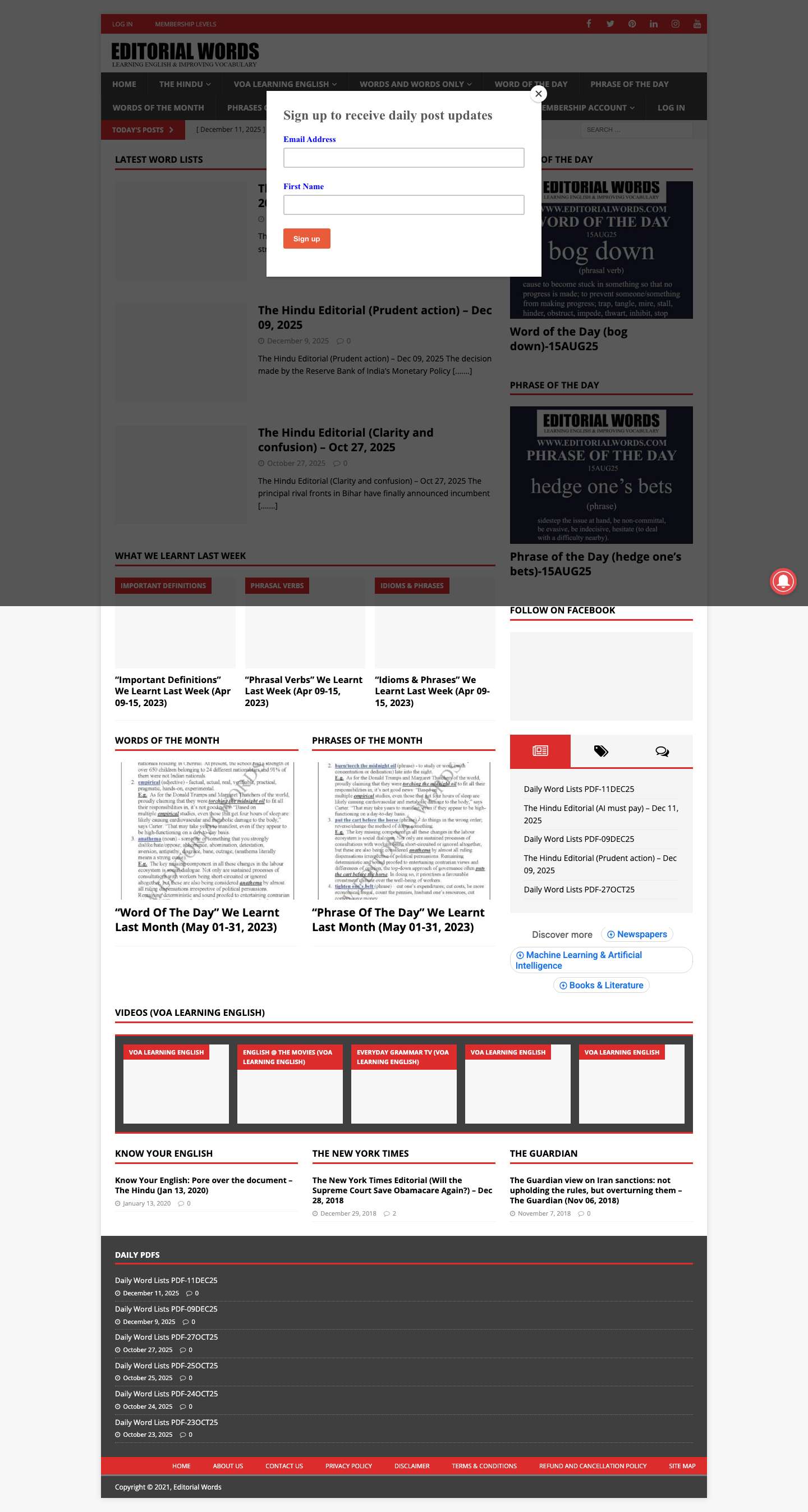 Editorial Words: Learning English & Improving Vocabulary - Full Screenshot