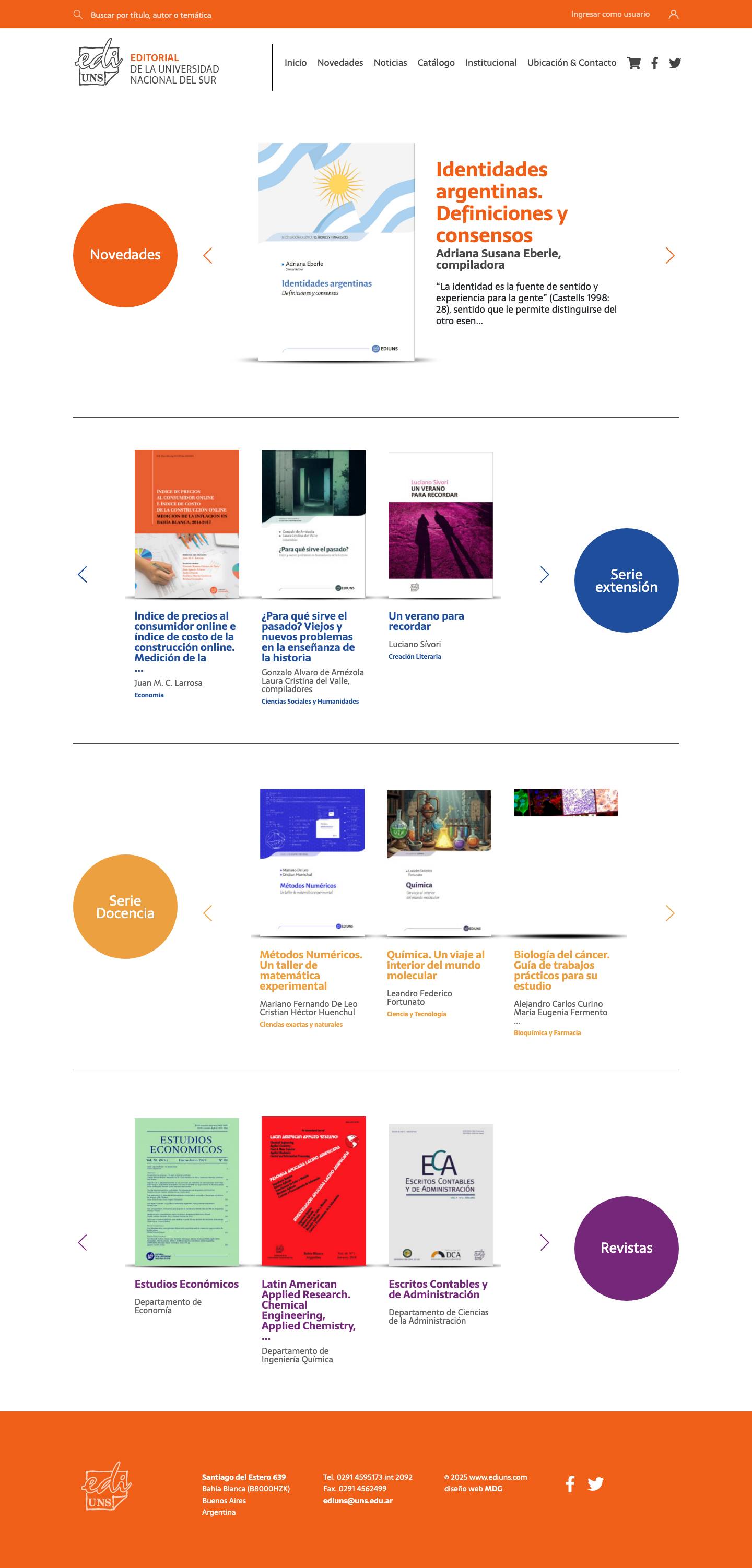 Inicio | Editorial de la Universidad Nacional del Sur - Full Screenshot