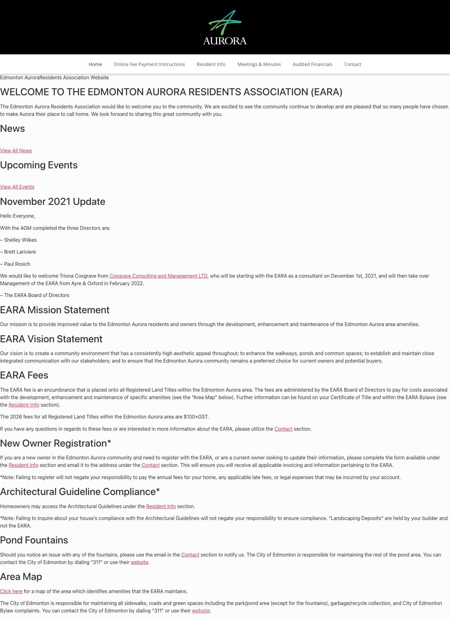 Edmonton Aurora HOA - Full Screenshot