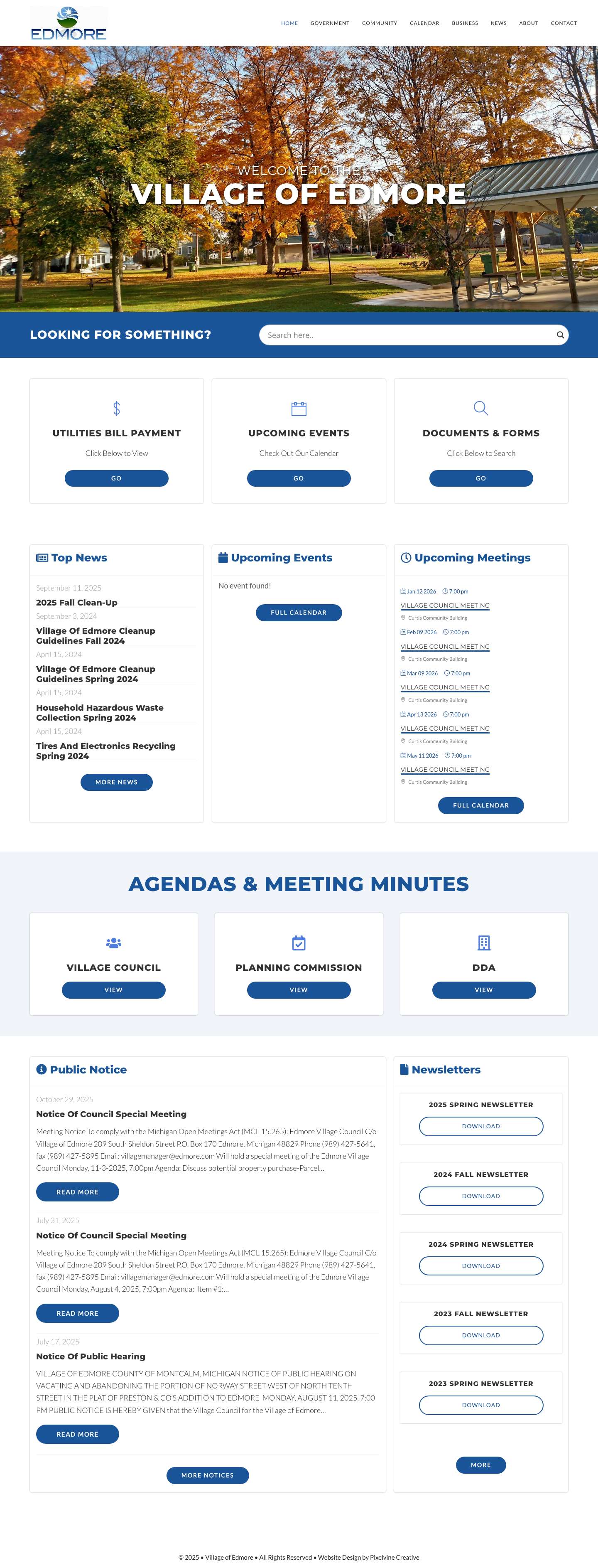 Village of Edmore MI | Montcalm County | Official Website - Full Screenshot