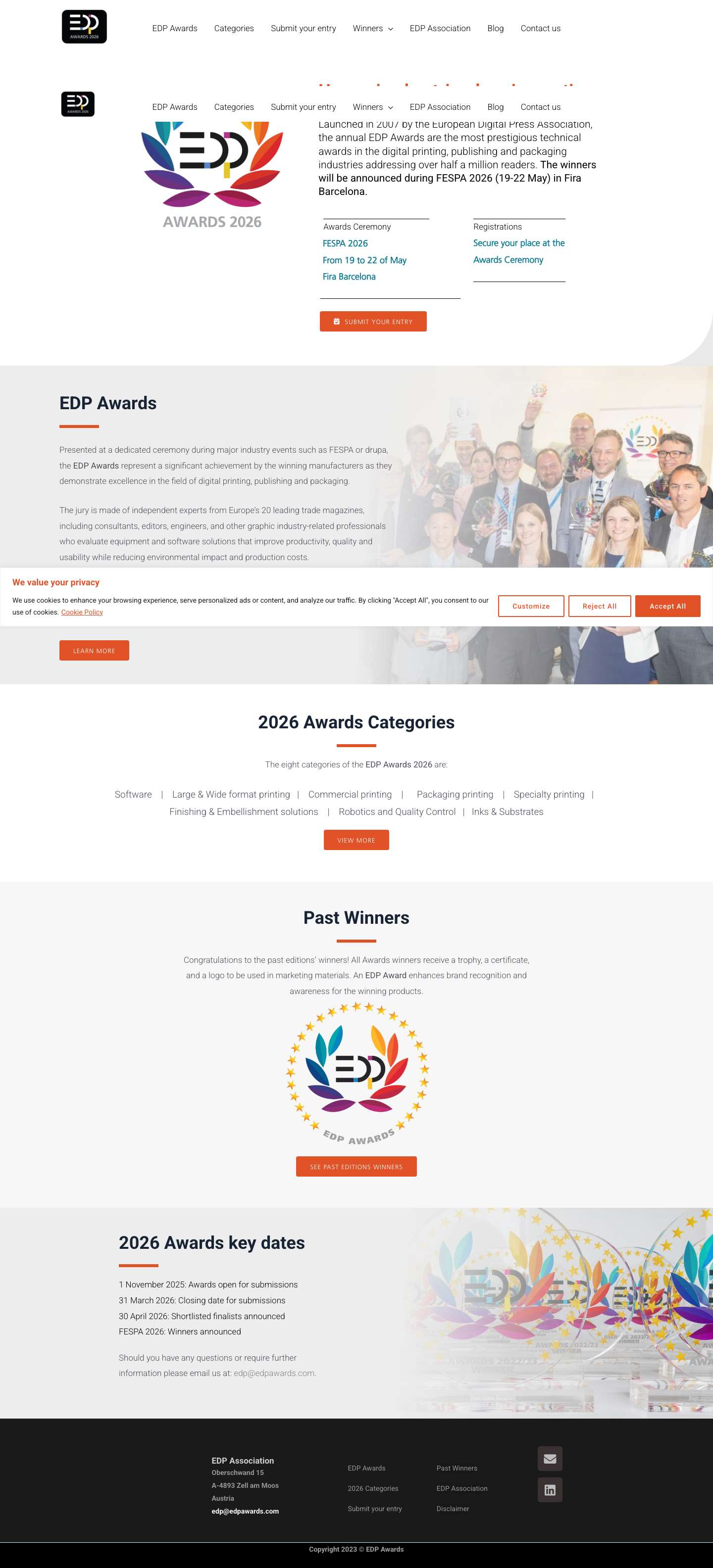 EDP Awards 2026 | Best digital printing awards - Full Screenshot