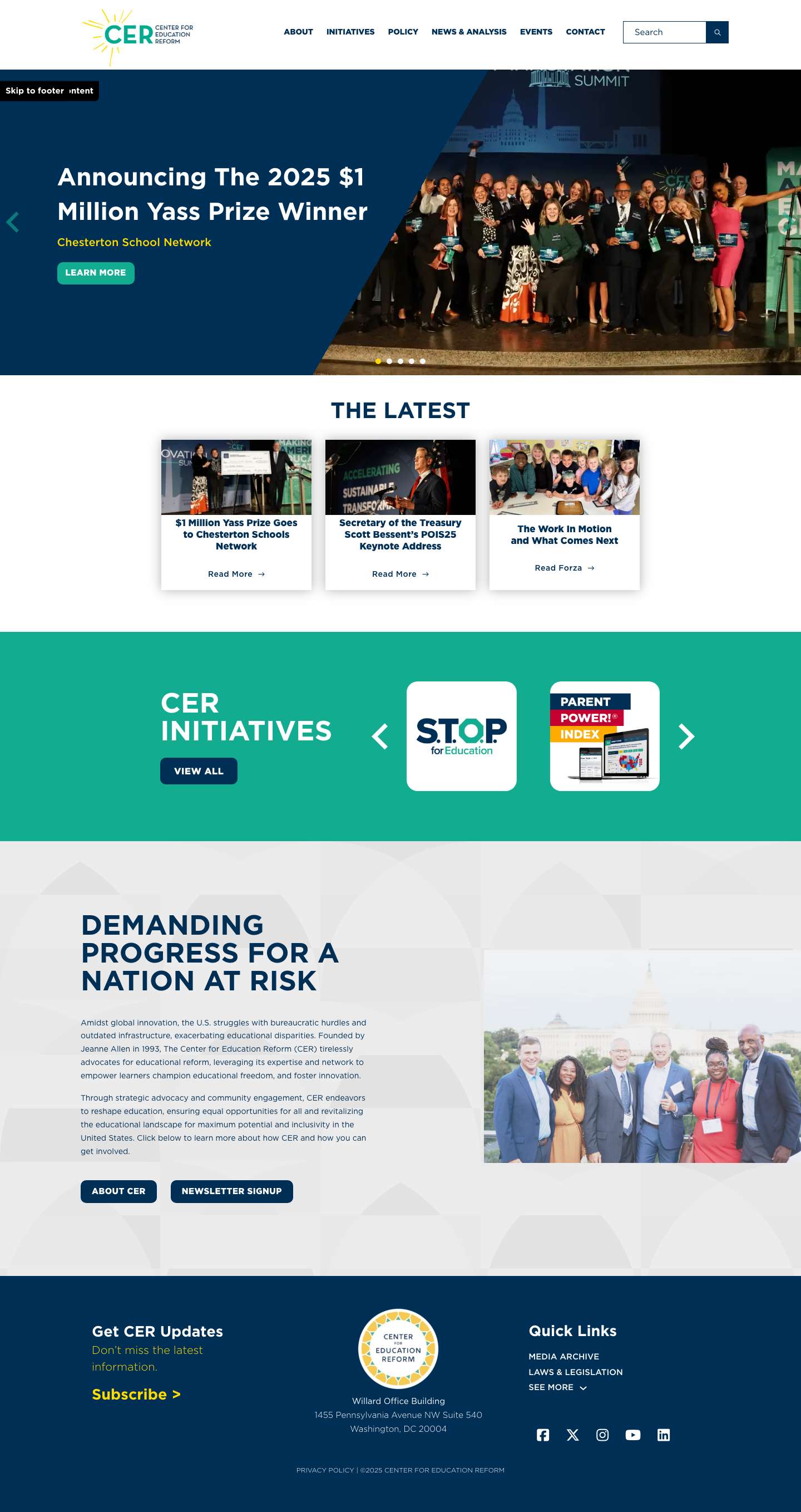 Center For Education Reform - Full Screenshot