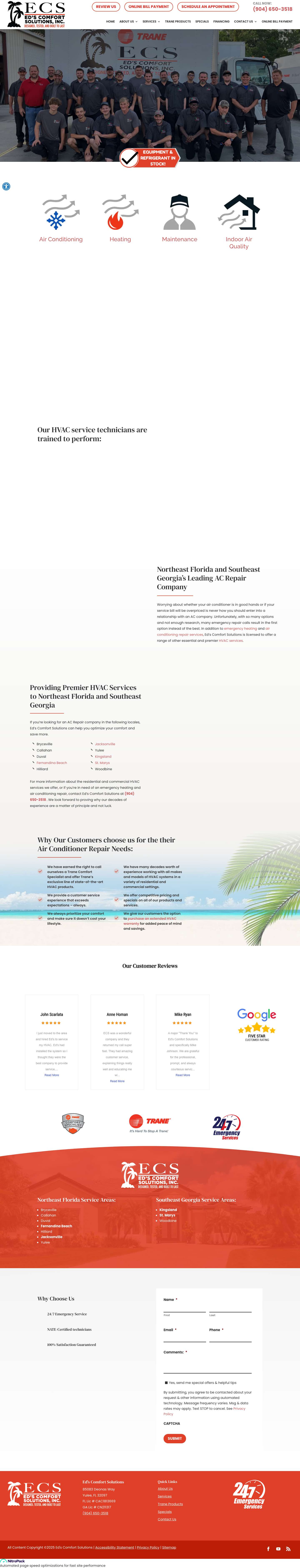 AC Repair | AC Repair Near Me | Yulee, FL | Ed's Comfort Solutions - Full Screenshot