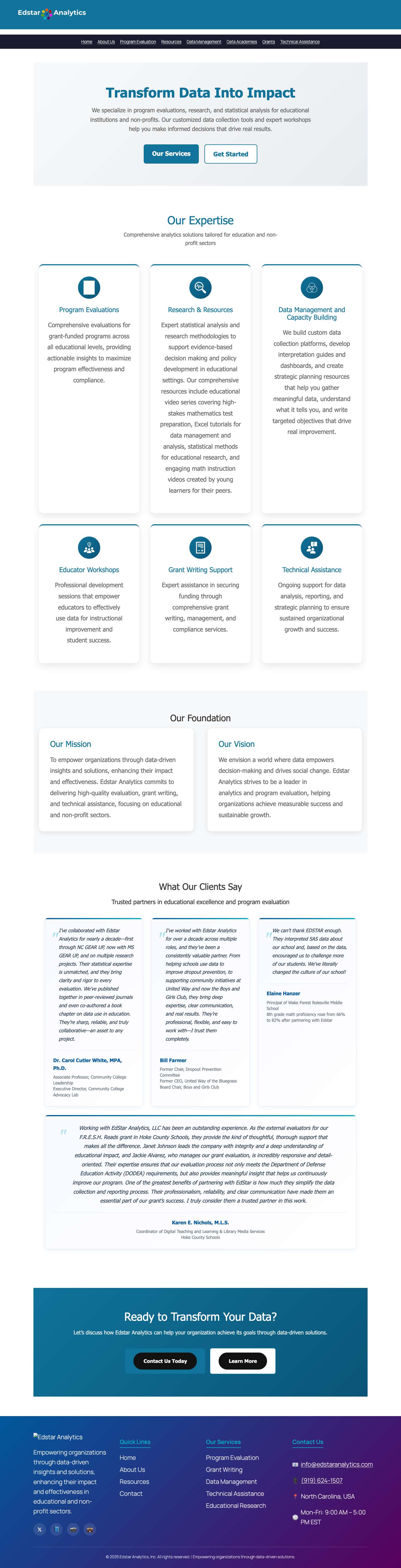 Edstar AnalyticsEdStar Testimonials - Full Screenshot
