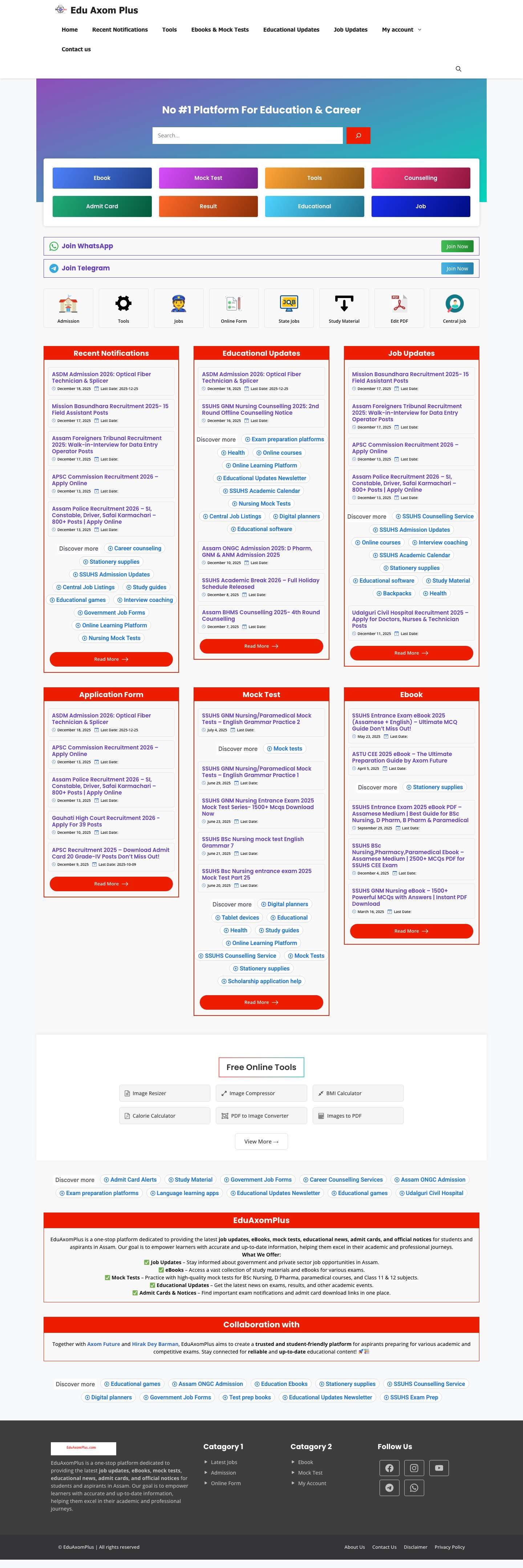 EduAxomPlus -No 1 website for education and career001-businessdownloadFree Online Tools - Full Screenshot