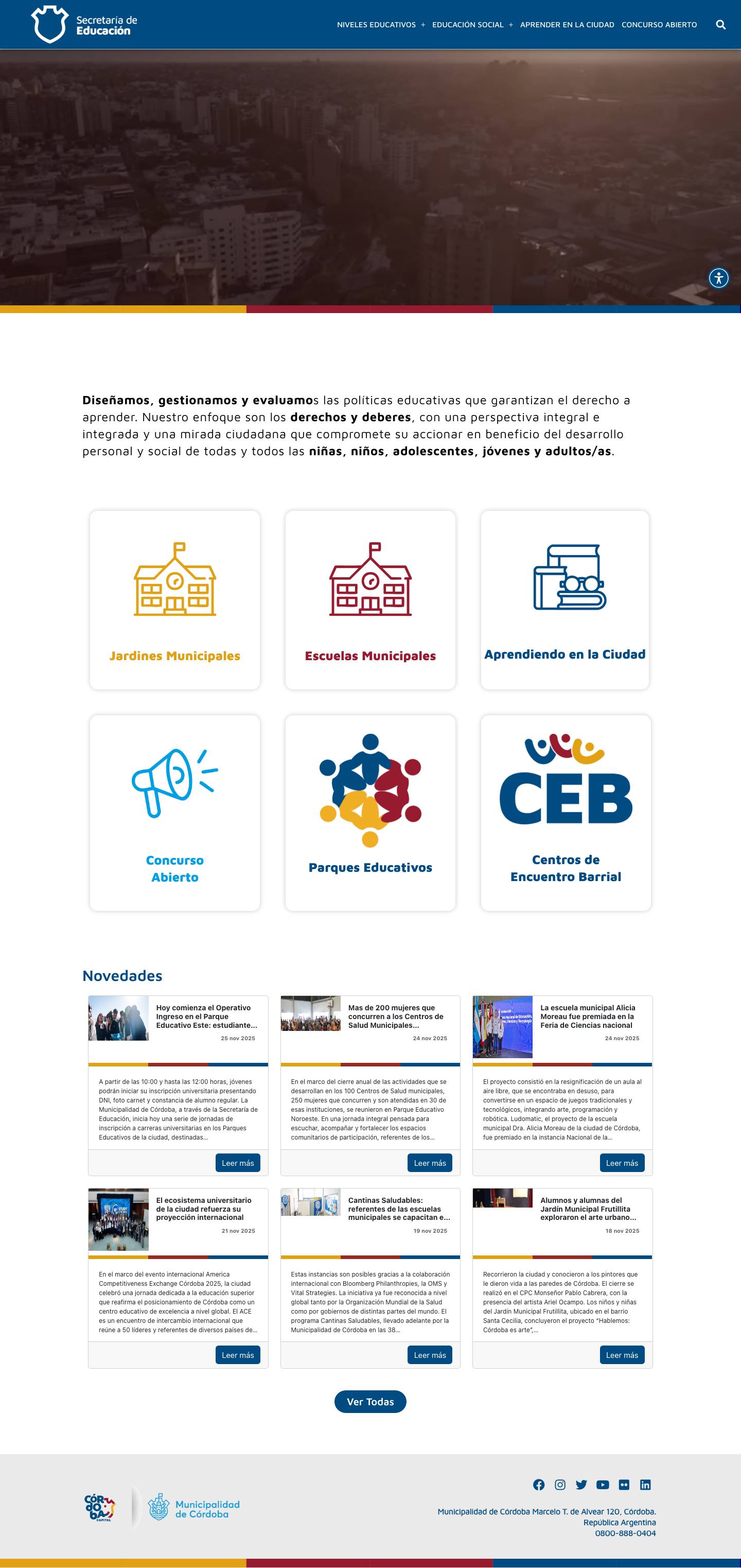Inicio - Educación Municipalidad de Córdoba - Full Screenshot