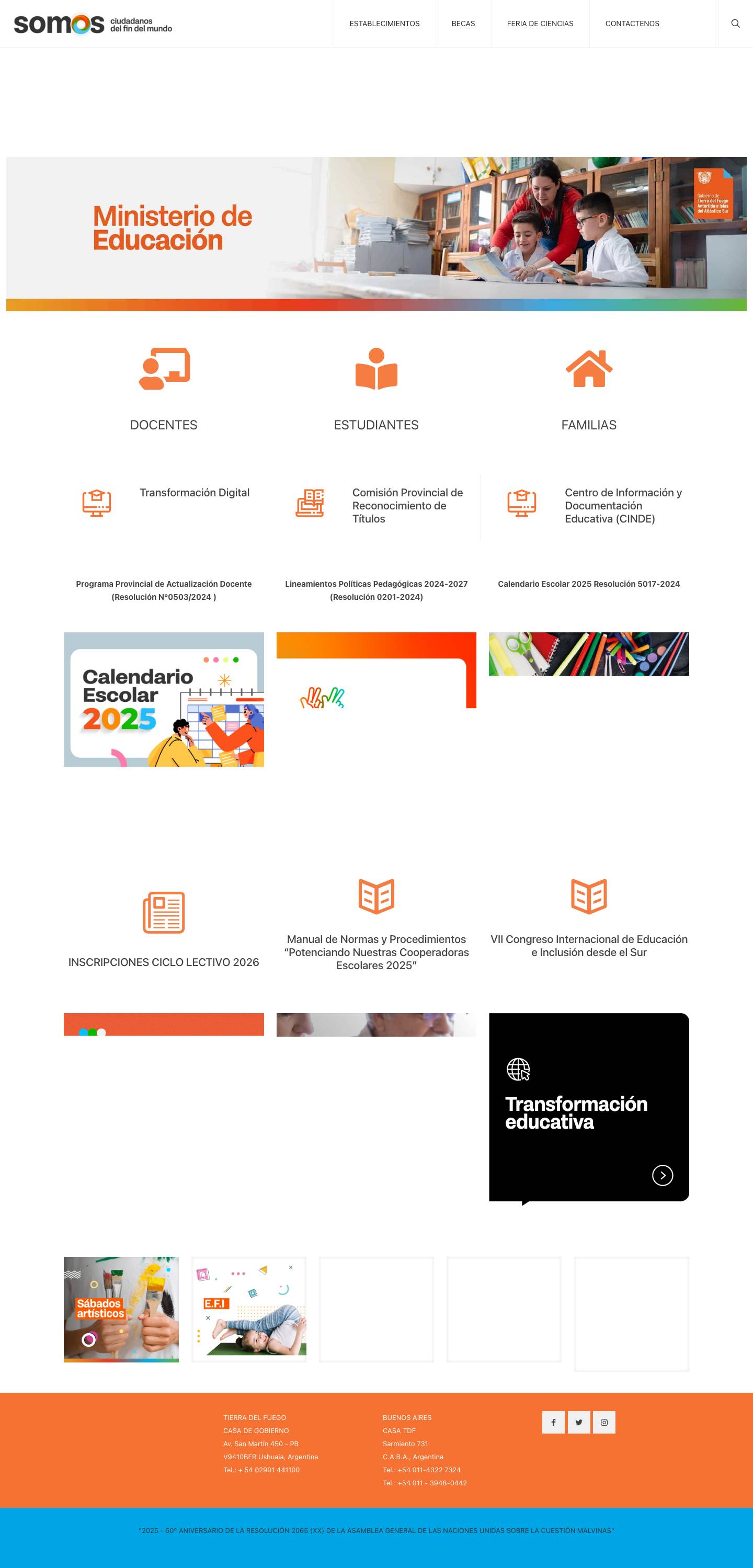 Educación – Gobierno de Tierra del Fuego - Full Screenshot