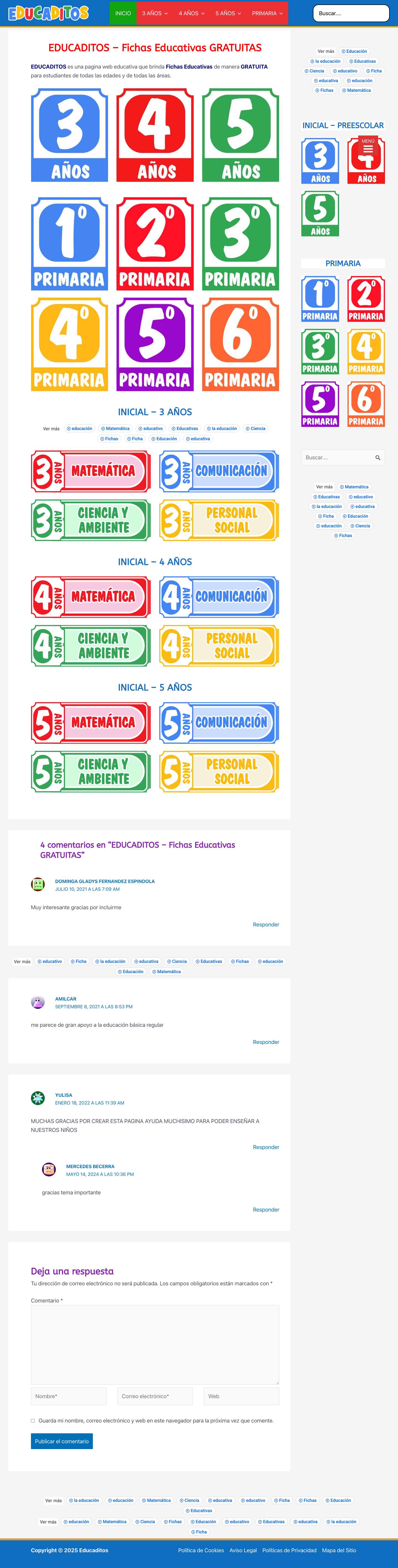 ᐈ EDUCADITOS » Mas de 1500 Fichas Educativas GRATUITAS - Full Screenshot