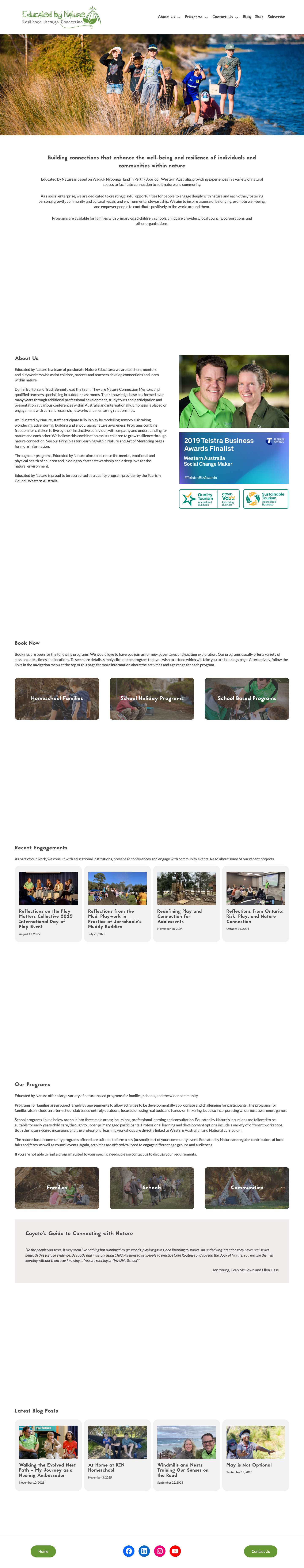 Educated by Nature - Nature Play Programs Perth - Full Screenshot