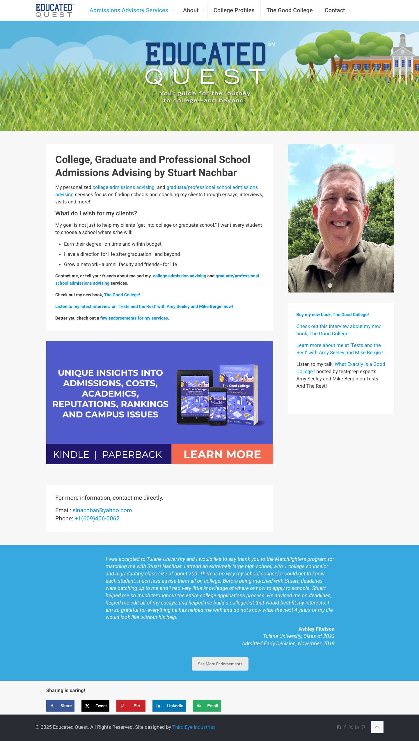 Central New Jersey: Admissions Advising by Stuart Nachbar - Full Screenshot