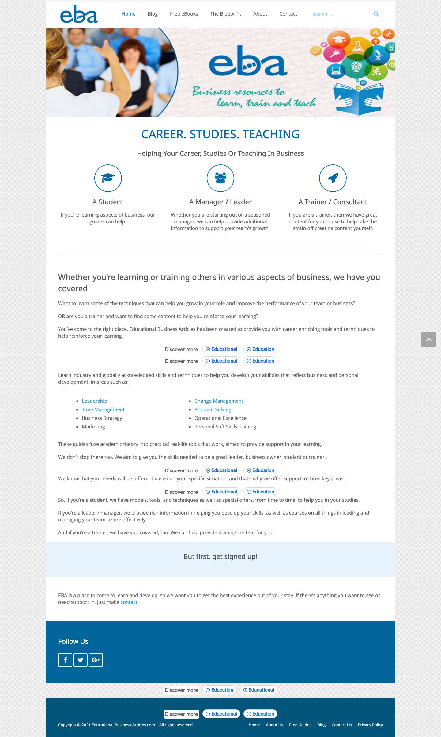 Educational Business Articles: Providing you skills for a Worldclass Career - Full Screenshot