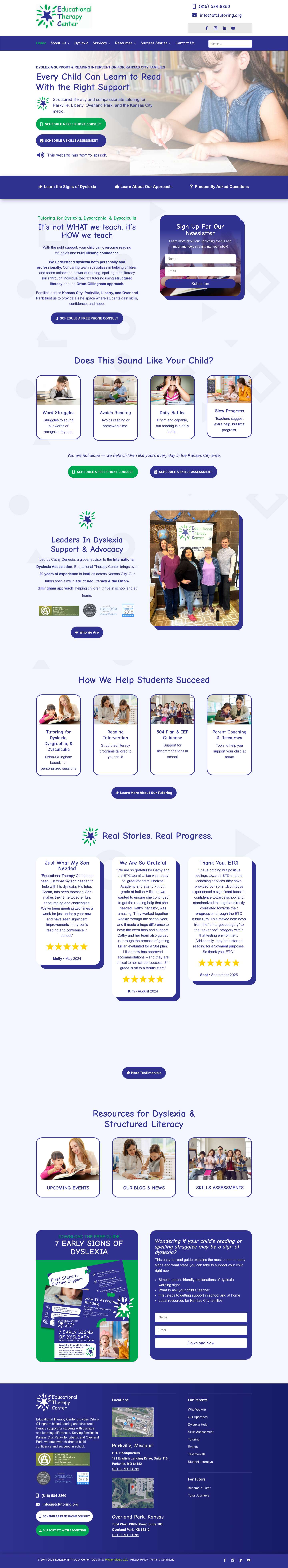 Home - Educational Therapy Center - Full Screenshot