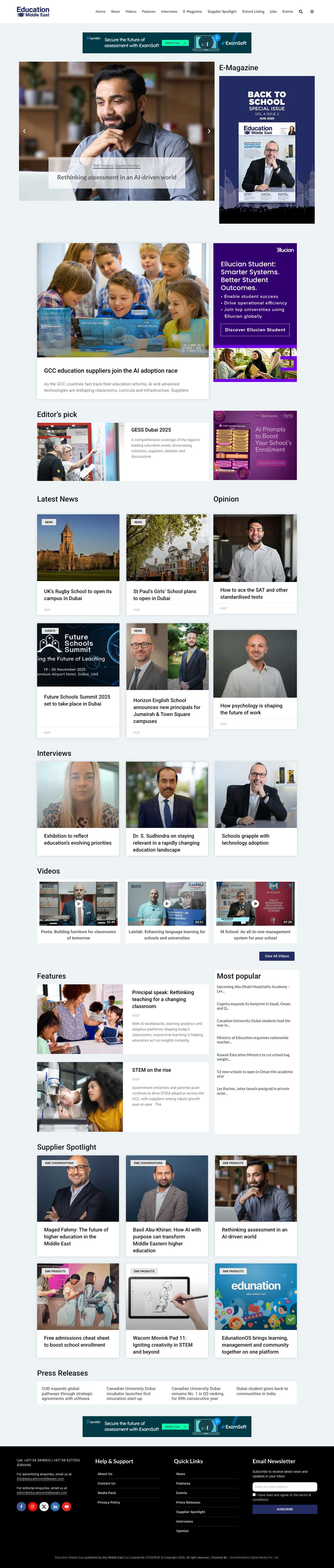 Education News in GCC, University & School News in Middle East, Dubai & UAE | Teachers News Middle East & UAE | Education Middle East - Full Screenshot