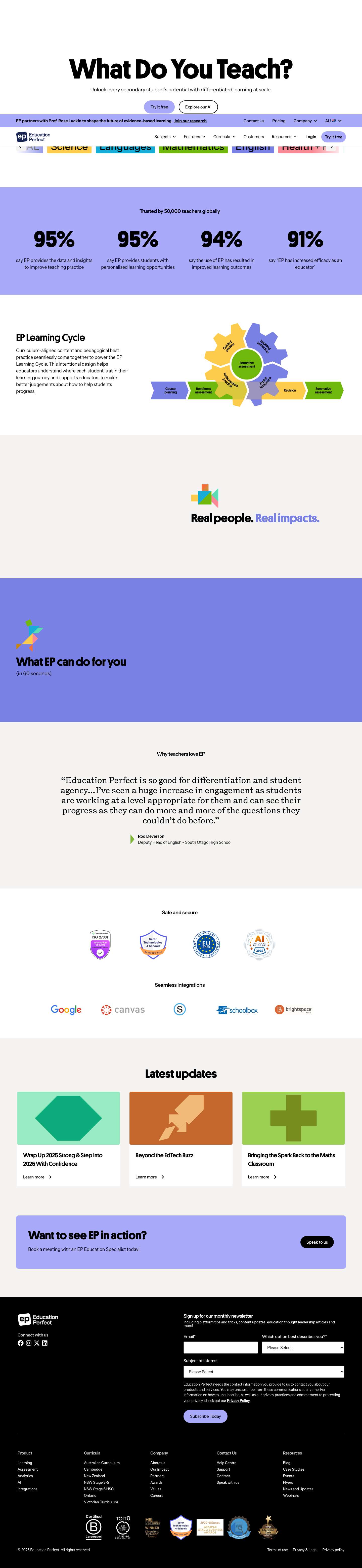 Education Perfect | Learning, Assessment and Analytics Platform - Full Screenshot