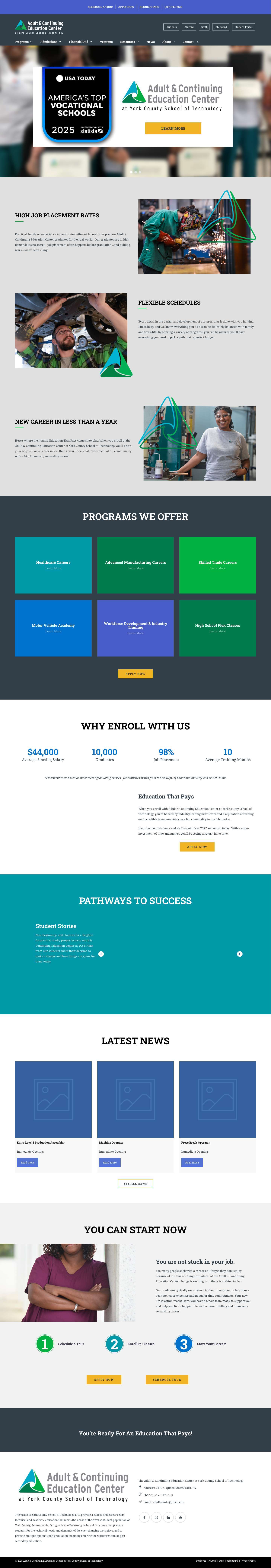 York County School of Technology | Adult & Continuing Education Center - Full Screenshot