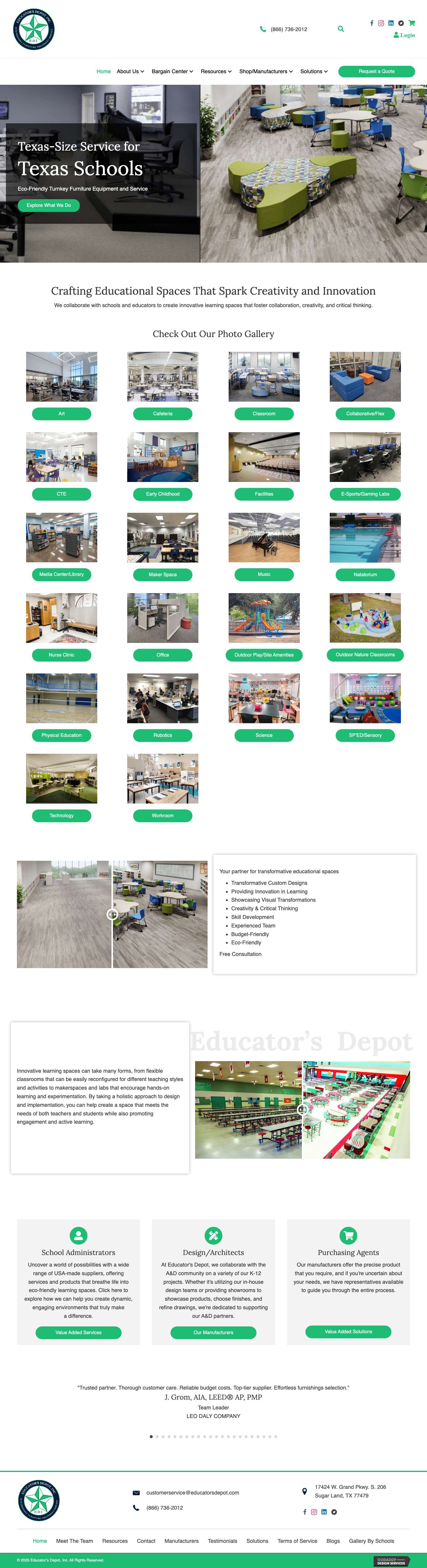 Educational Equipment Consulting in Sugar Land, TX - Full Screenshot