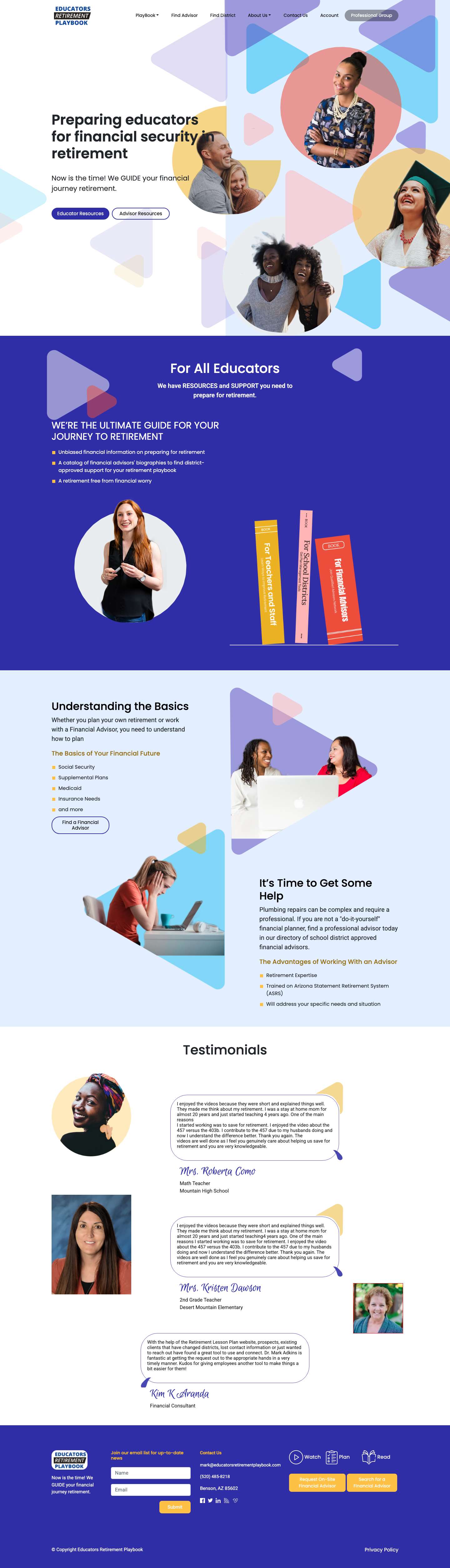 Educators Retirement Playbook | Preparing Educators for financial security in retirement. Now is the time we GUIDE your financial journey to retirement. - Full Screenshot