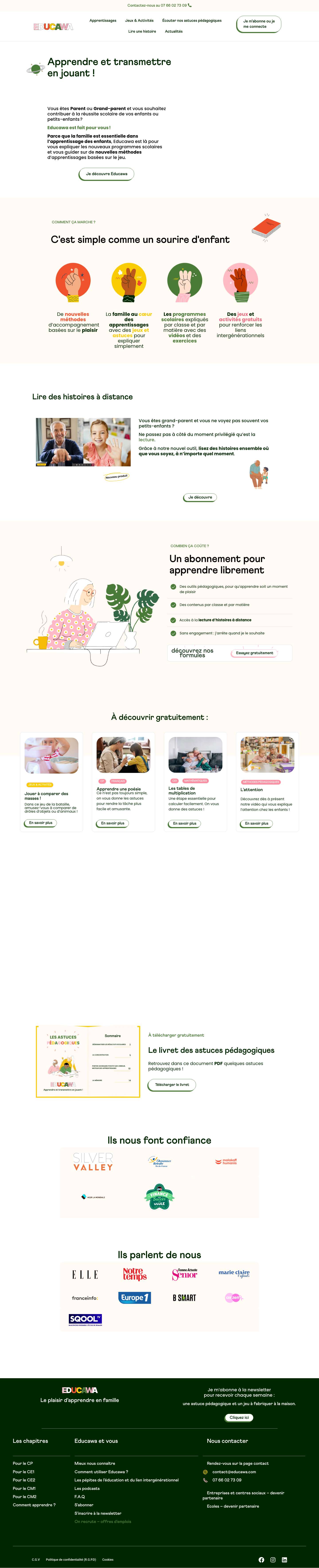 Apprendre en famille par le jeu, Réussite scolaire en famille - Full Screenshot
