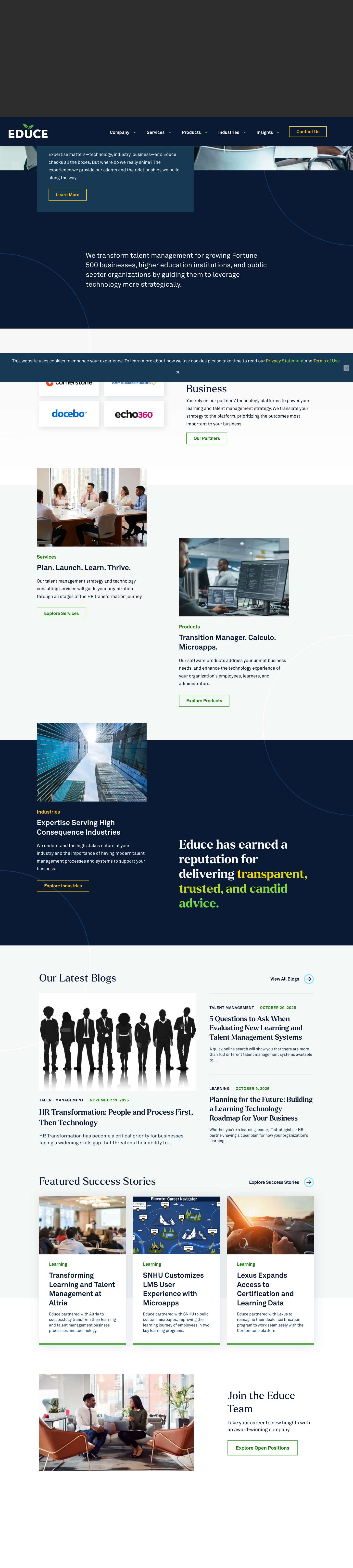 Talent Management Consulting & Software Solutions | Educe - Full Screenshot