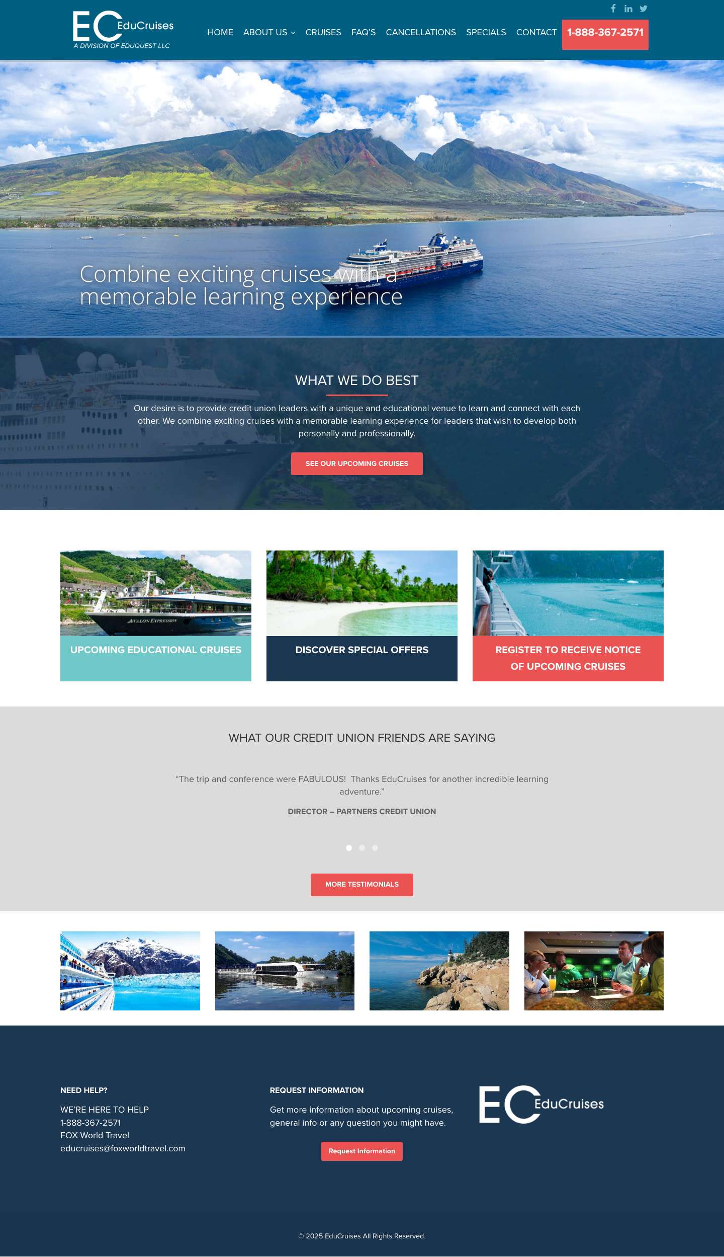 EduCruises | TravelFacebookLinkedInTwitter - Full Screenshot